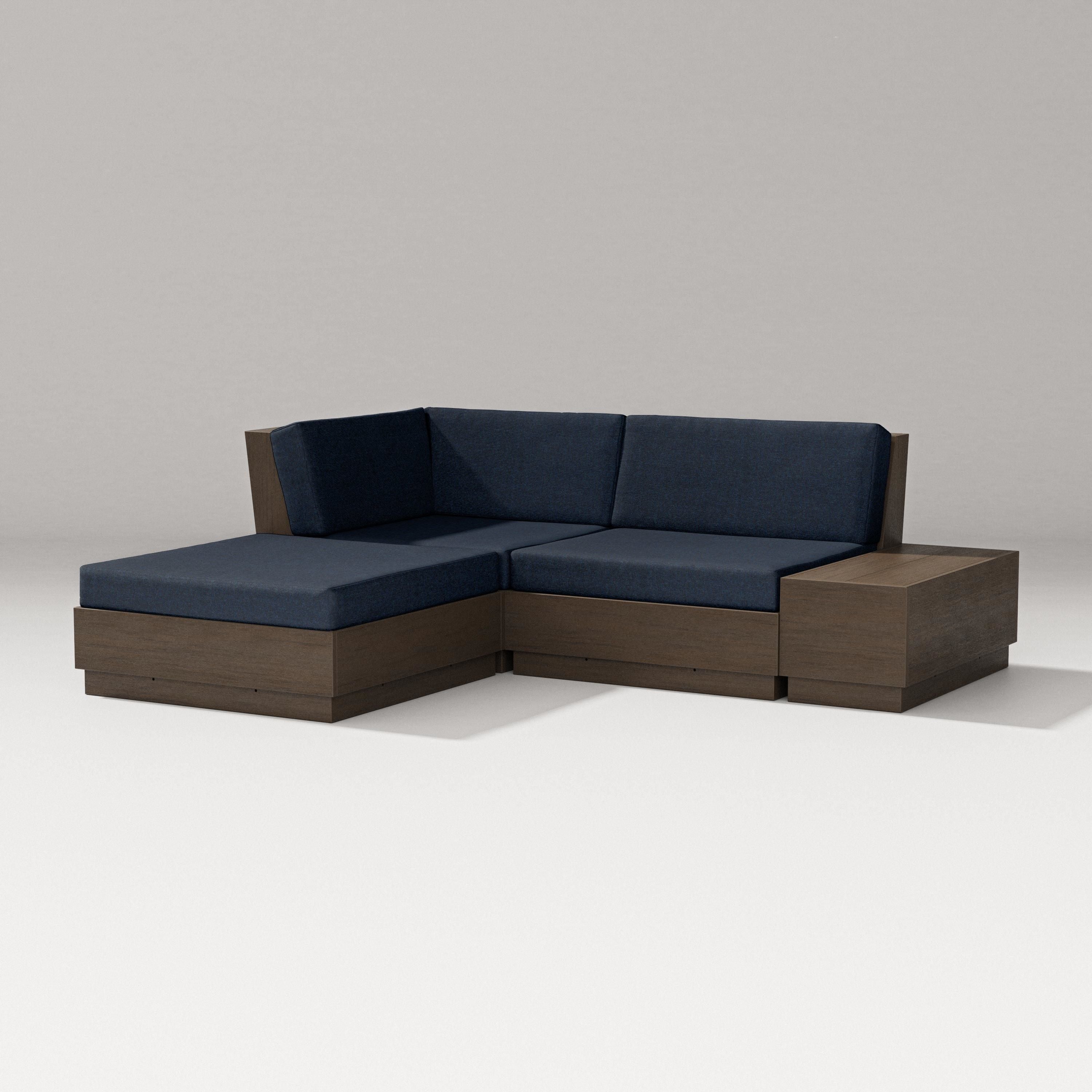 PW Designer Series Elevate Loveseat Sectional with Chaise in Kona / Marine Indigo