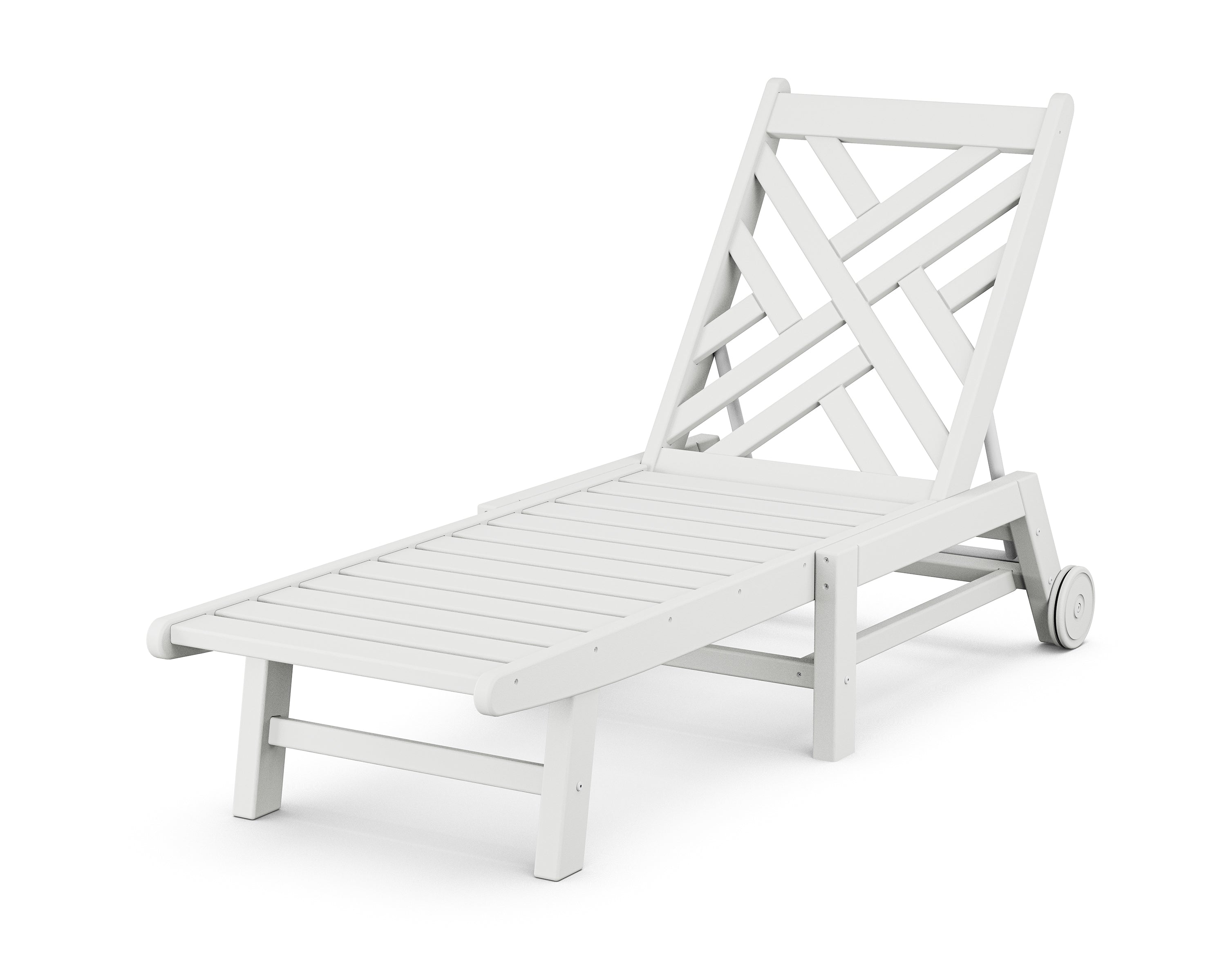 POLYWOOD® Chippendale Chaise with Wheels in White