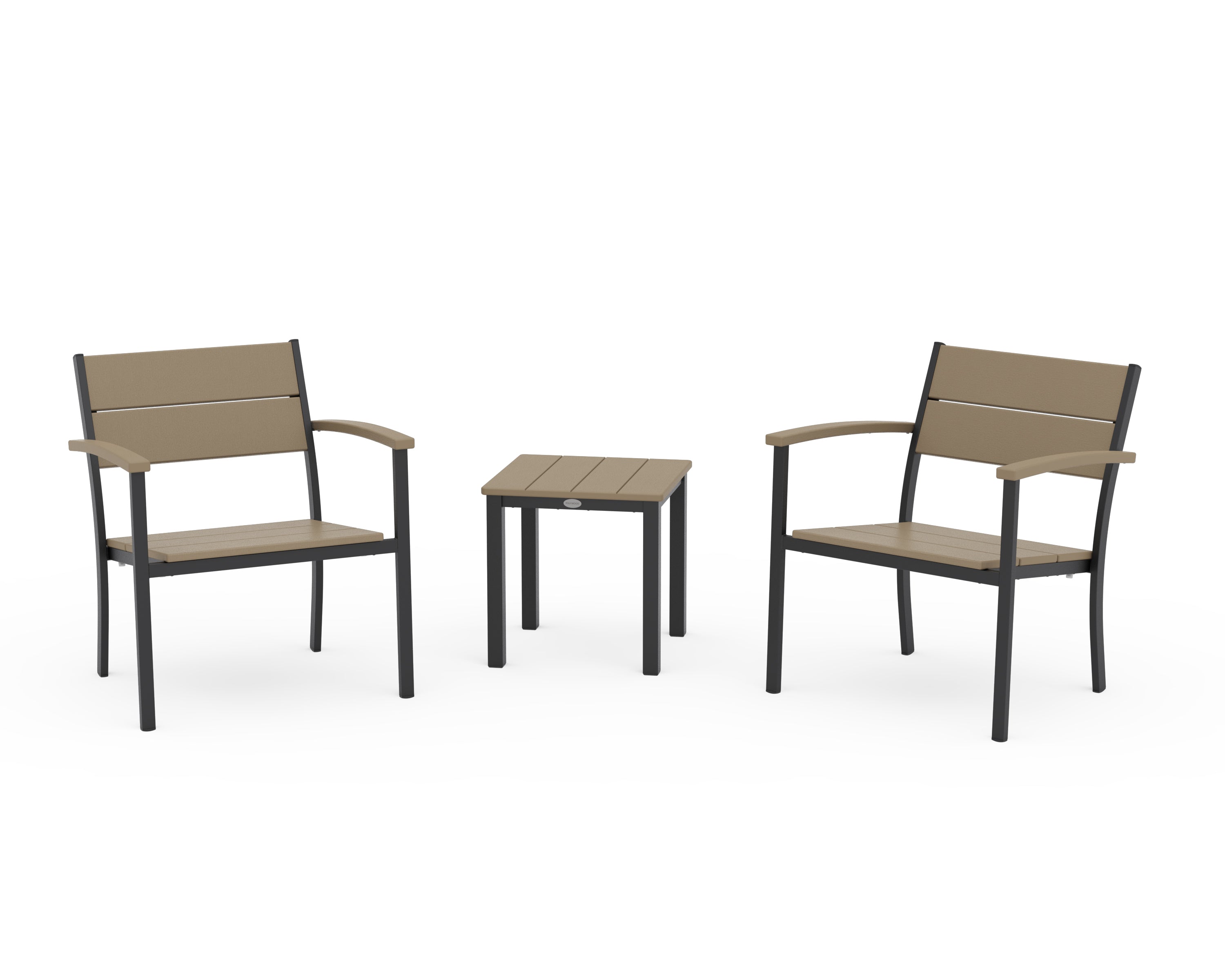 POLYWOOD Main Street 3-Piece Lounge Chair Set in Black / Vintage Sahara