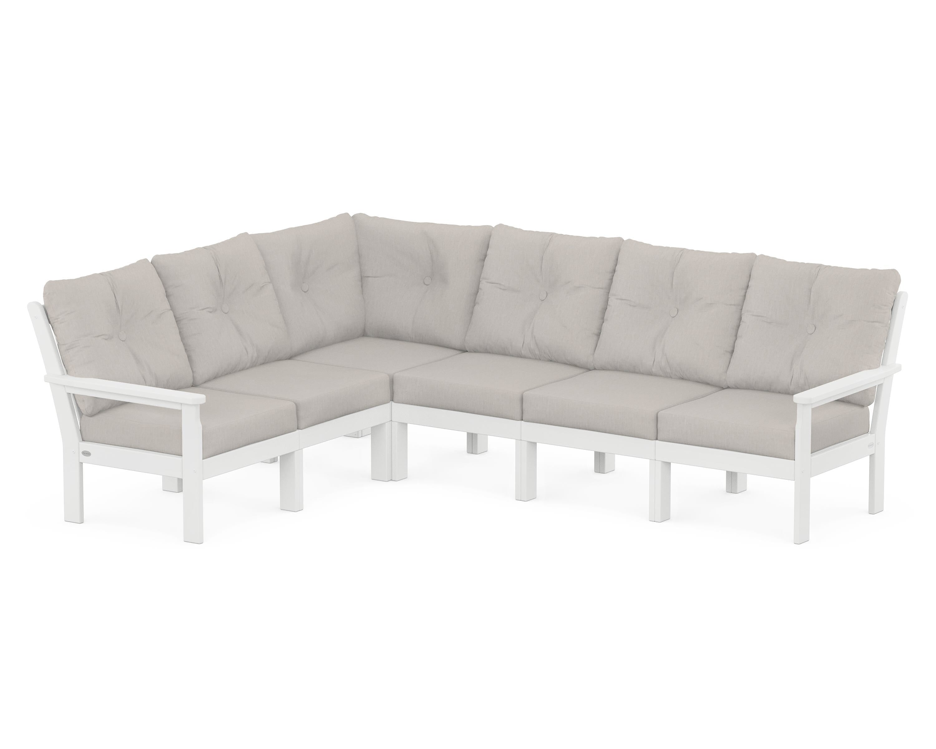 POLYWOOD Vineyard 6-Piece Sectional in White / Cast Ash
