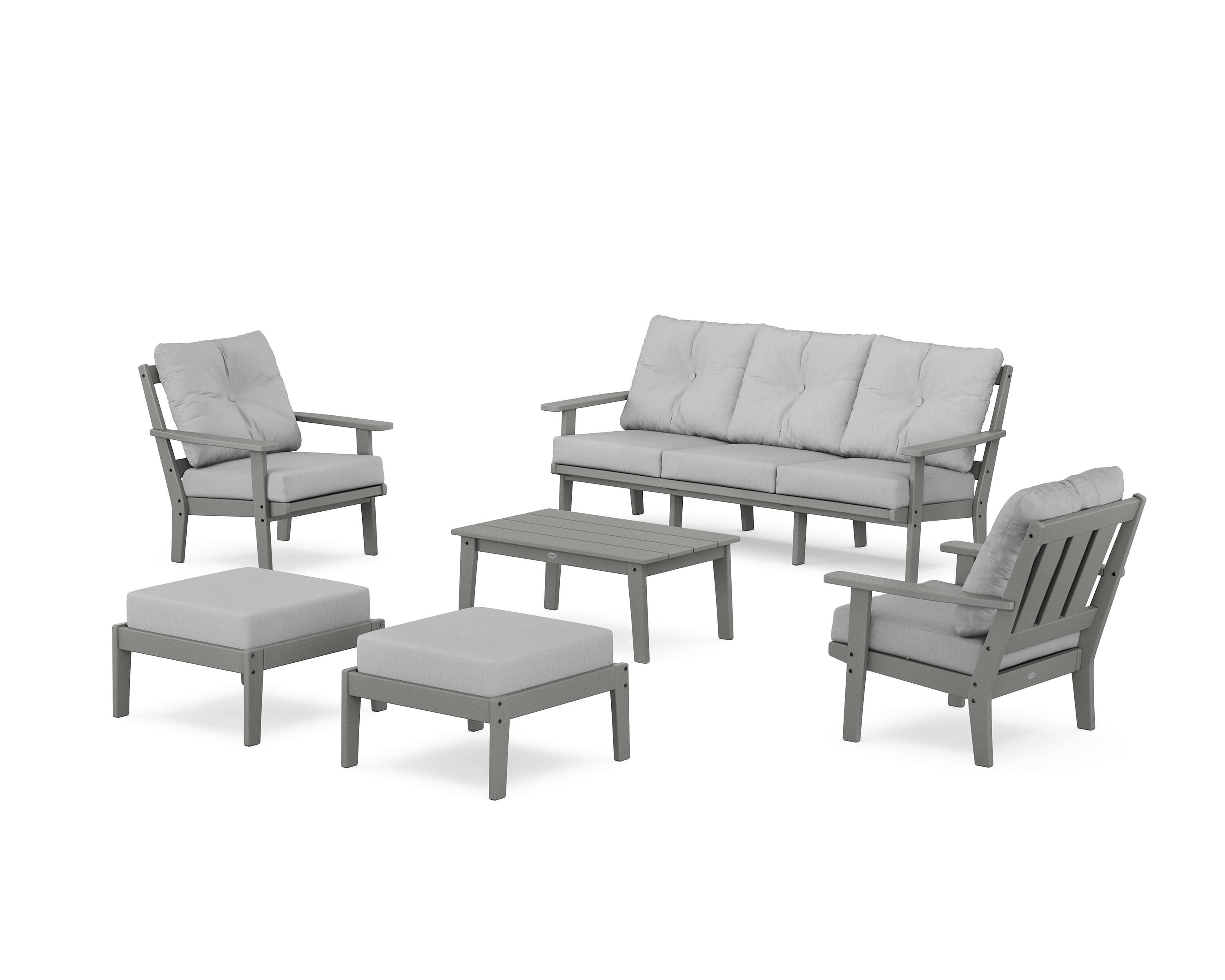 POLYWOOD Oxford 6-Piece Lounge Sofa Set in Slate Grey / Granite