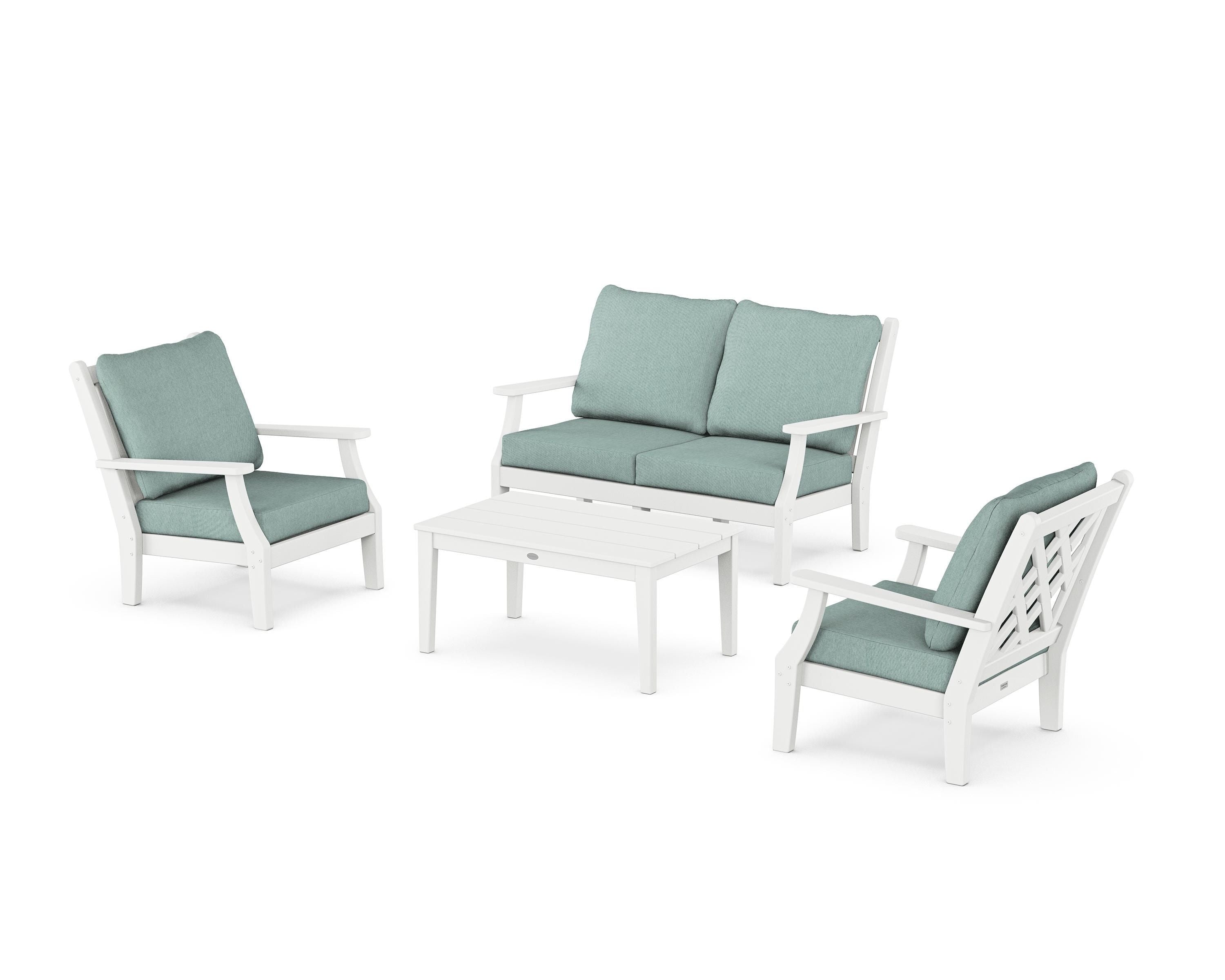 Country Living Wovendale 4-Piece Deep Seating Set with Loveseat in White / Glacier Spa