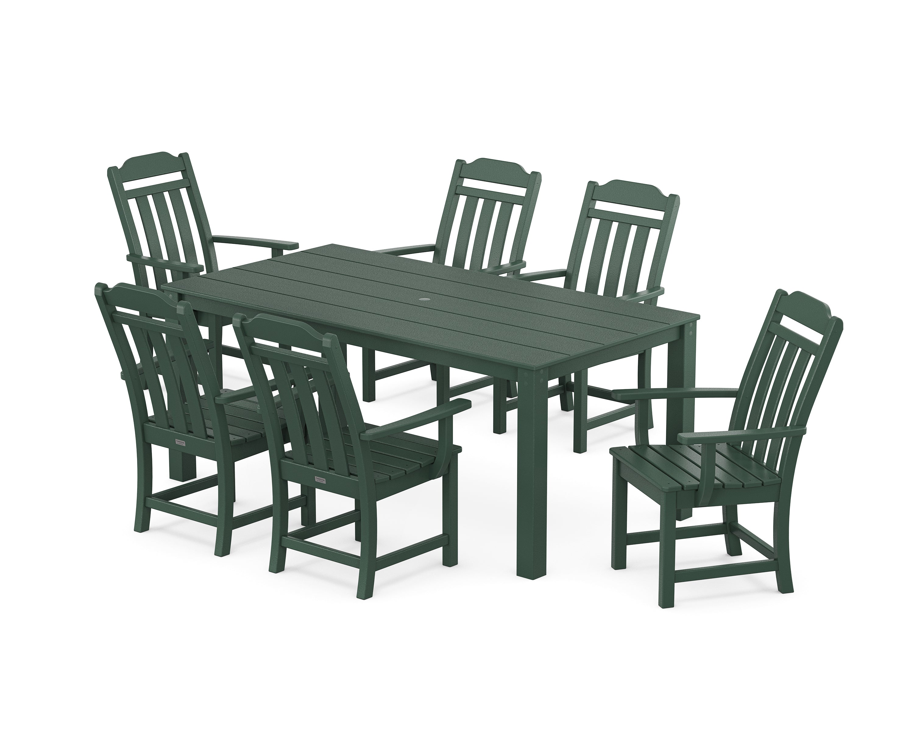 Polywood Country Living Arm Chair 7-Piece Parsons Dining Set in Green