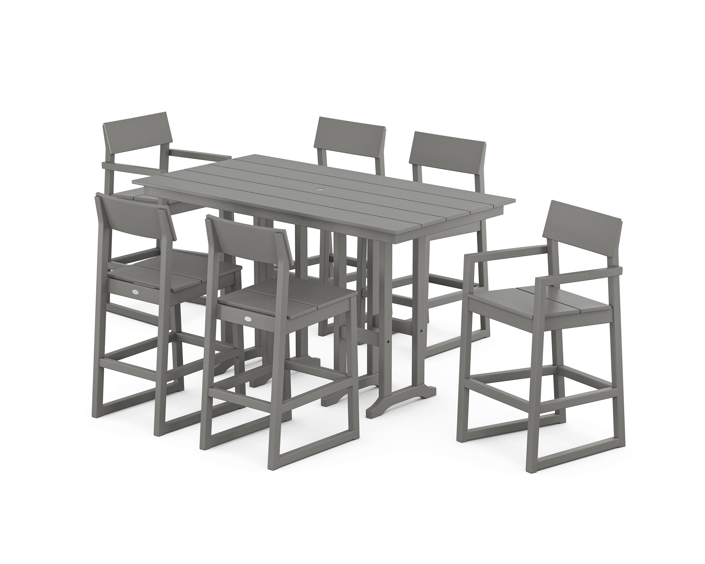 POLYWOOD® EDGE 7-Piece Farmhouse Bar Set in Slate Grey