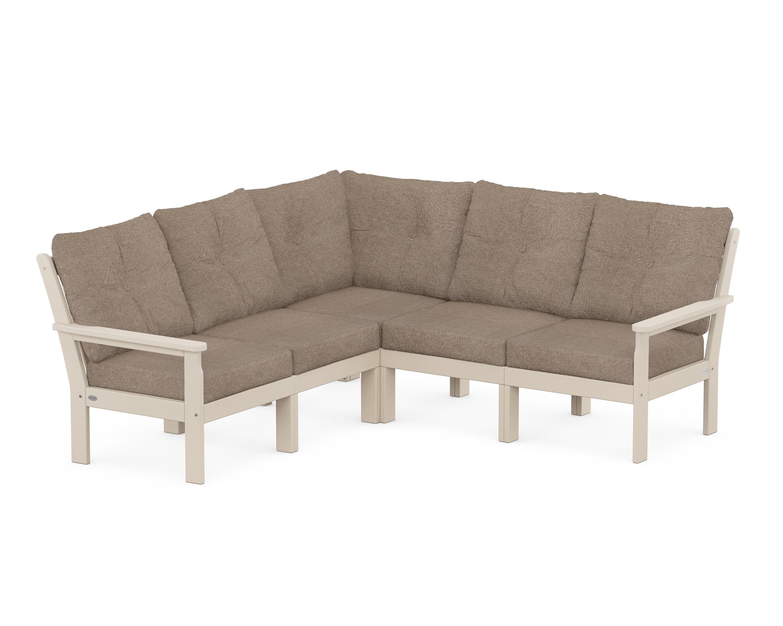 POLYWOOD Vineyard 5-Piece Sectional in Sand / Spiced Burlap