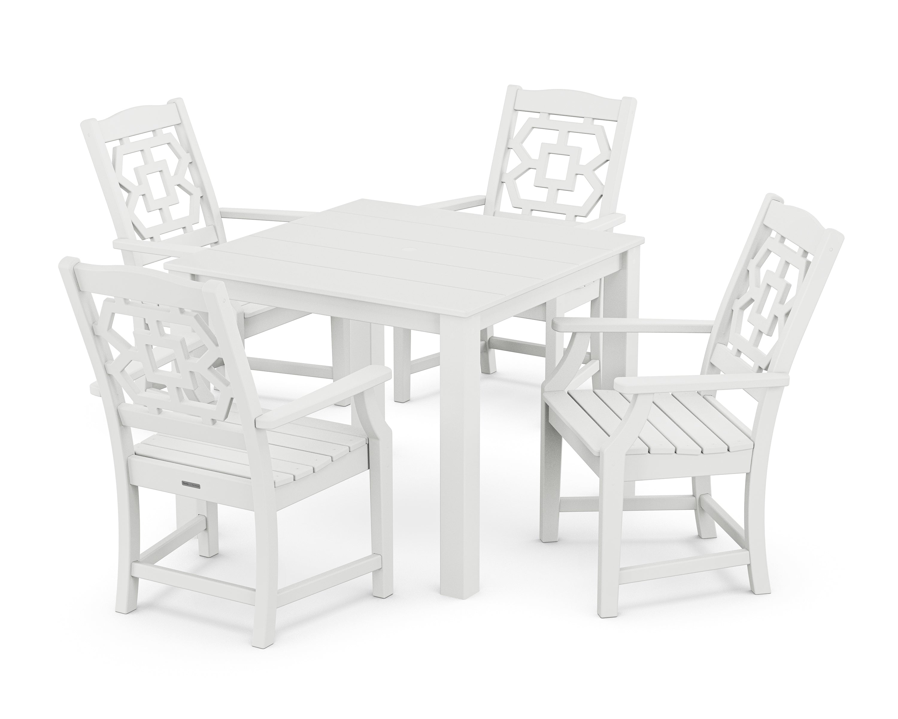 Martha Stewart by POLYWOOD® Chinoiserie 5-Piece Parsons Dining Set in White