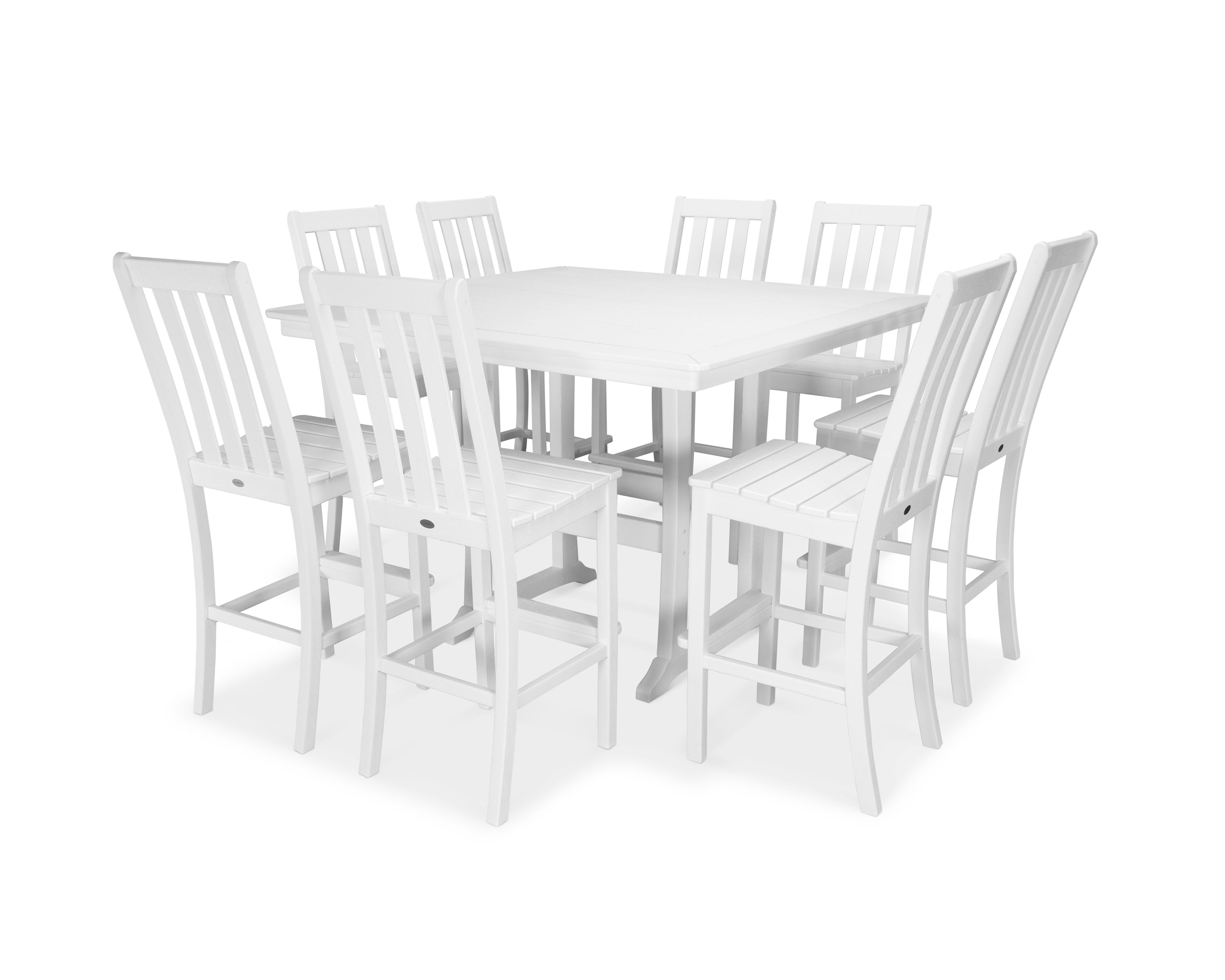 POLYWOOD® Vineyard 9-Piece Nautical Trestle Bar Set in Vintage White