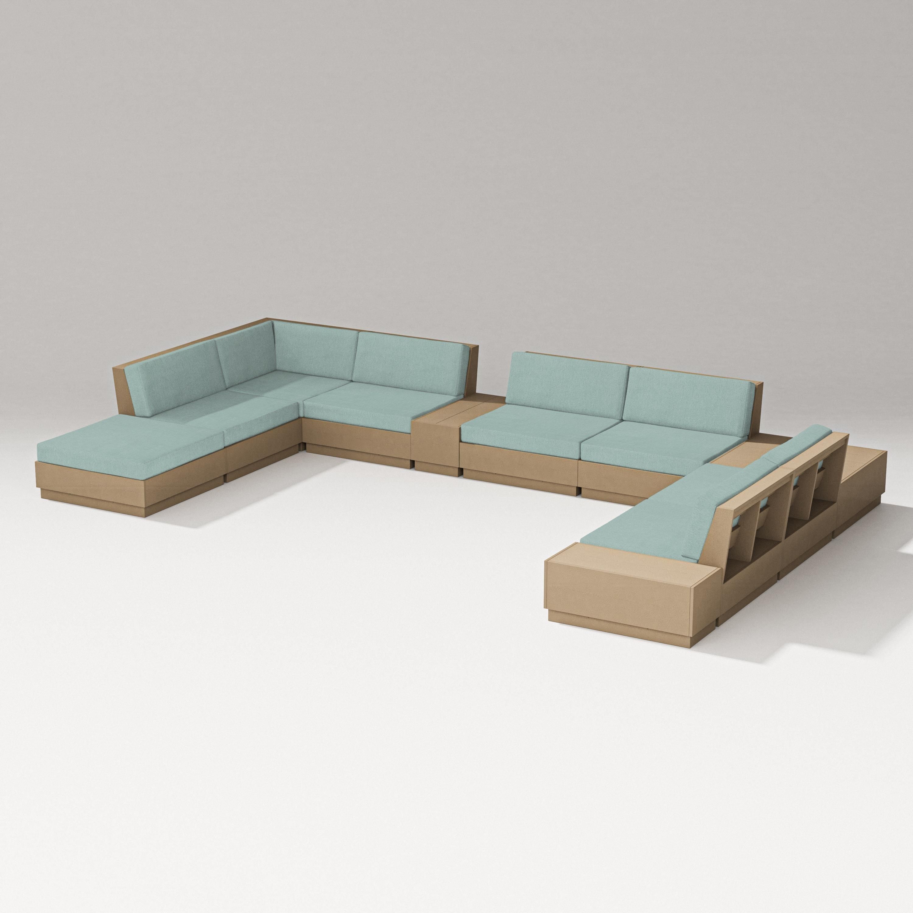 PW Designer Series Elevate 11-Piece Conversation Sectional Set in Vintage Sahara / Glacier Spa