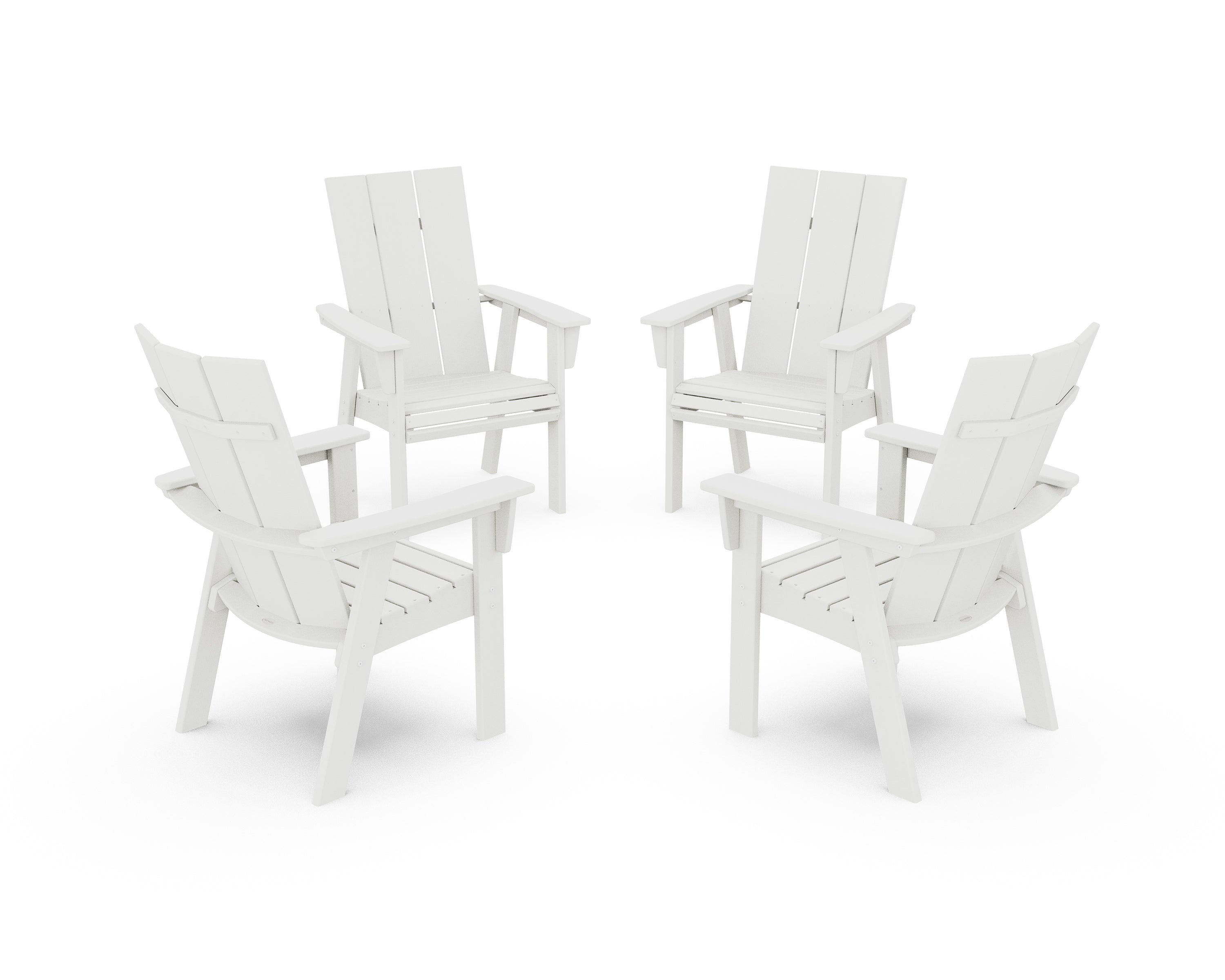 POLYWOOD® Modern 4-Piece Curveback Upright Adirondack Conversation Set in Vintage White