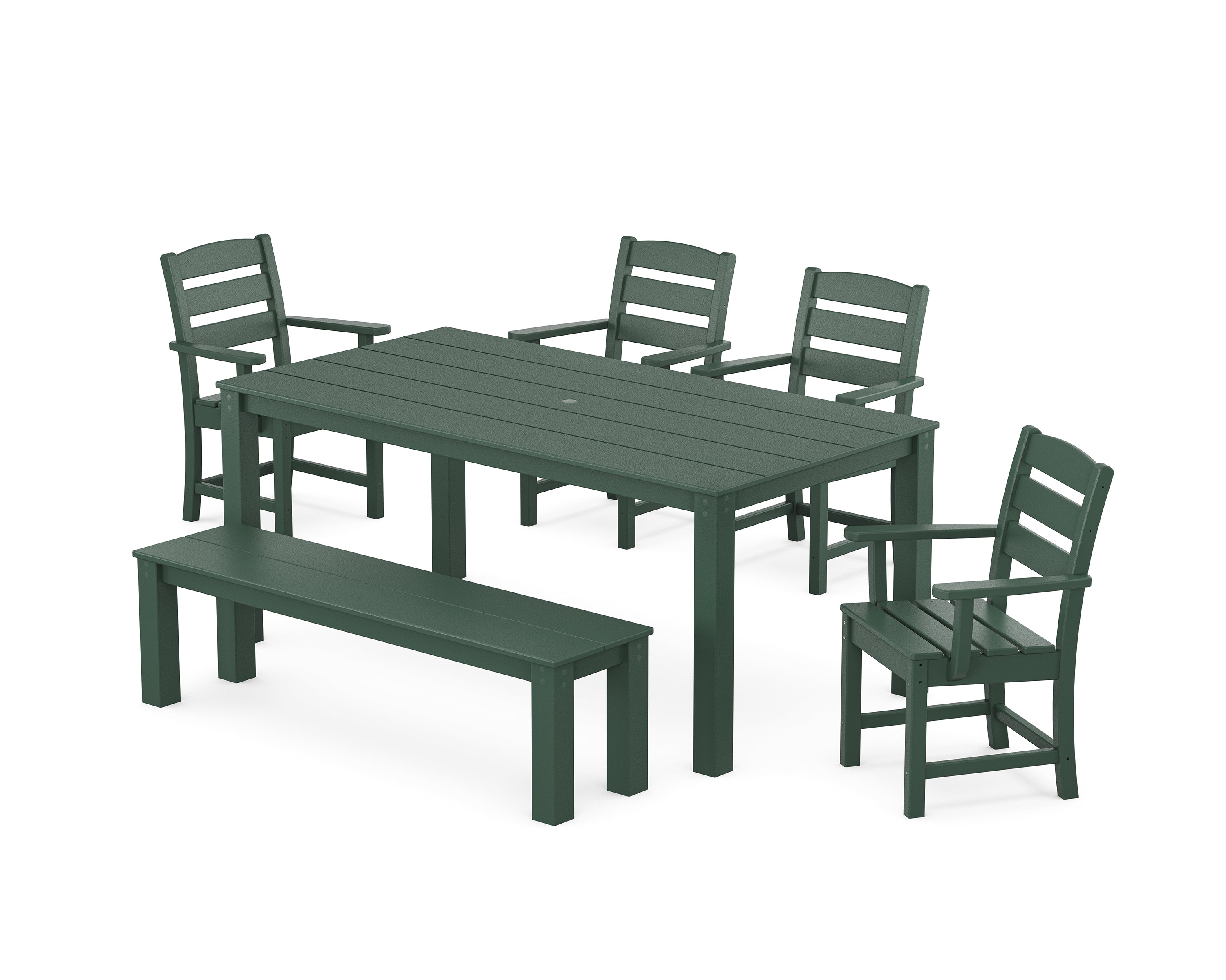 POLYWOOD® Lakeside 6-Piece Parsons Dining Set with Bench in Green