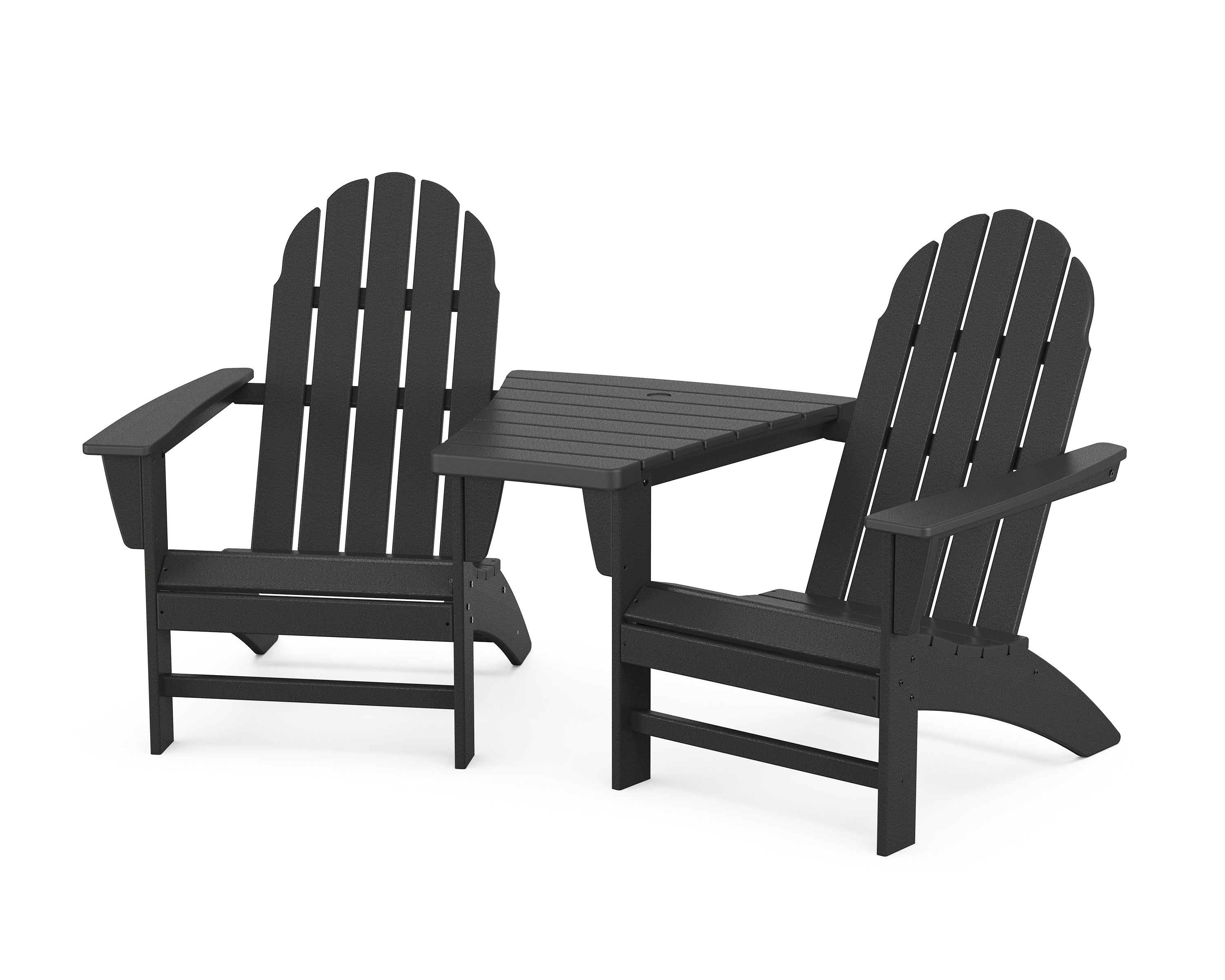 POLYWOOD® Vineyard 3-Piece Adirondack Set with Angled Connecting Table in Black