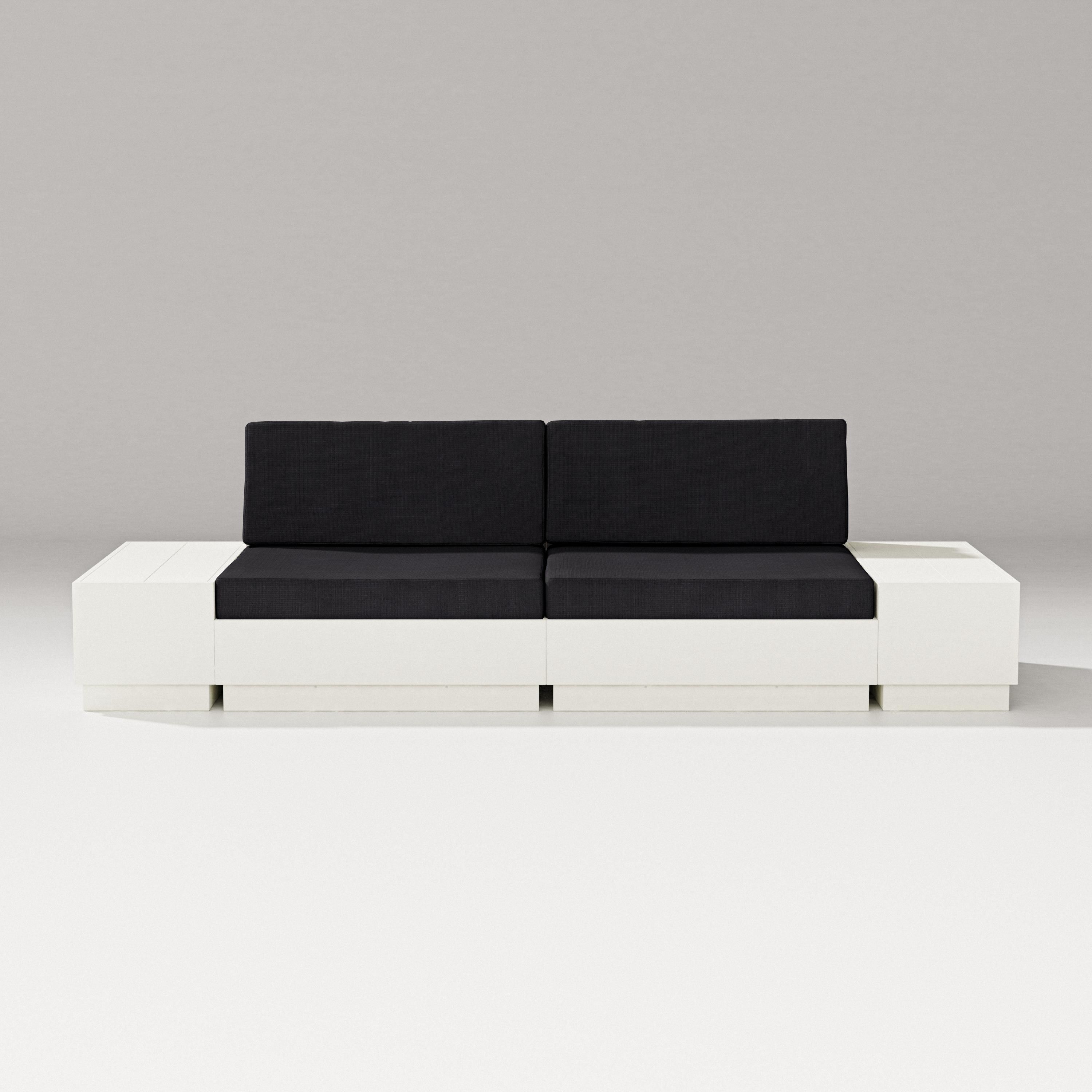 PW Designer Series Elevate 4-Piece Loveseat Sectional in Vintage White / Midnight Linen