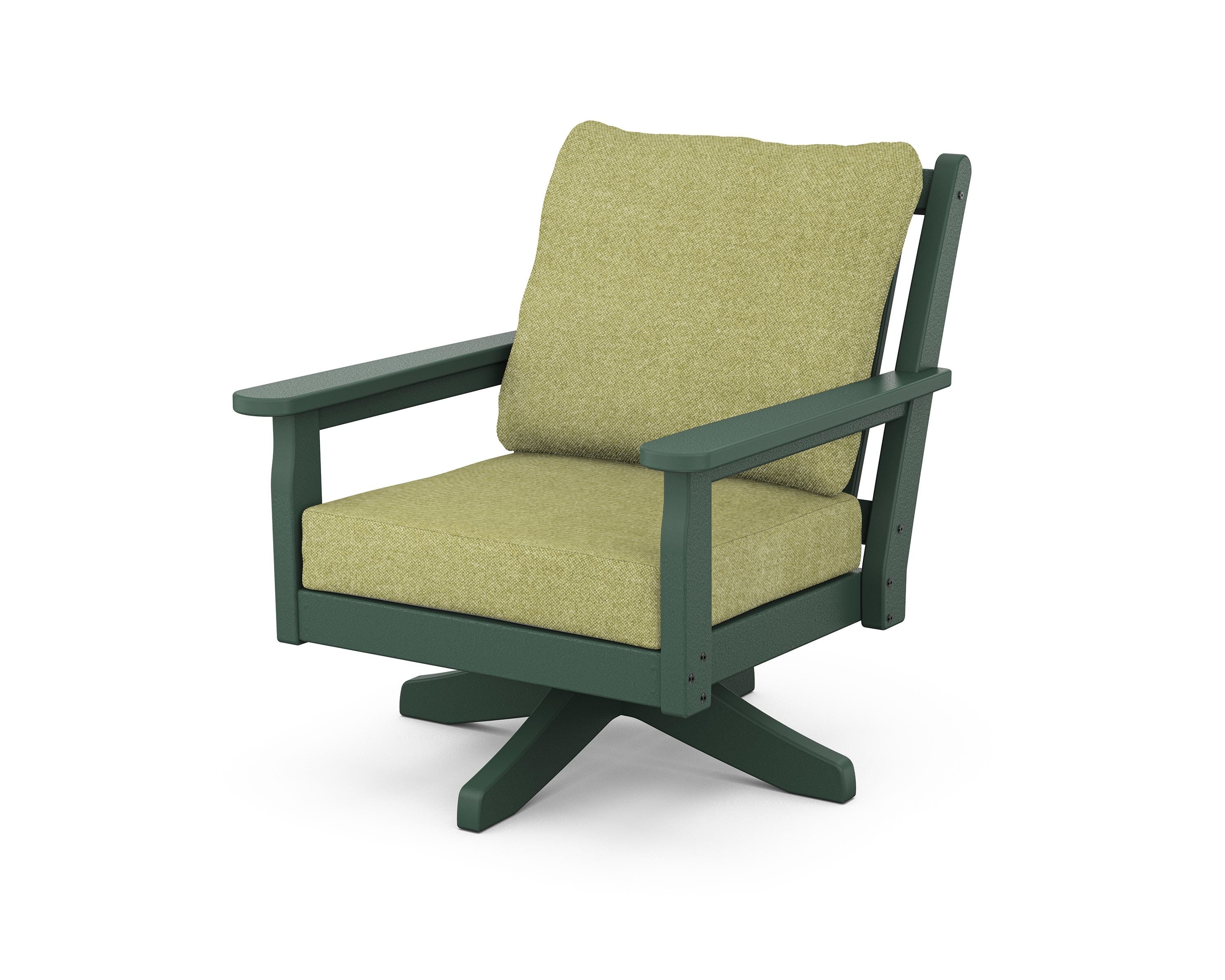 POLYWOOD Chippendale Deep Seating Swivel Chair in Green / Chartreuse Boucle
