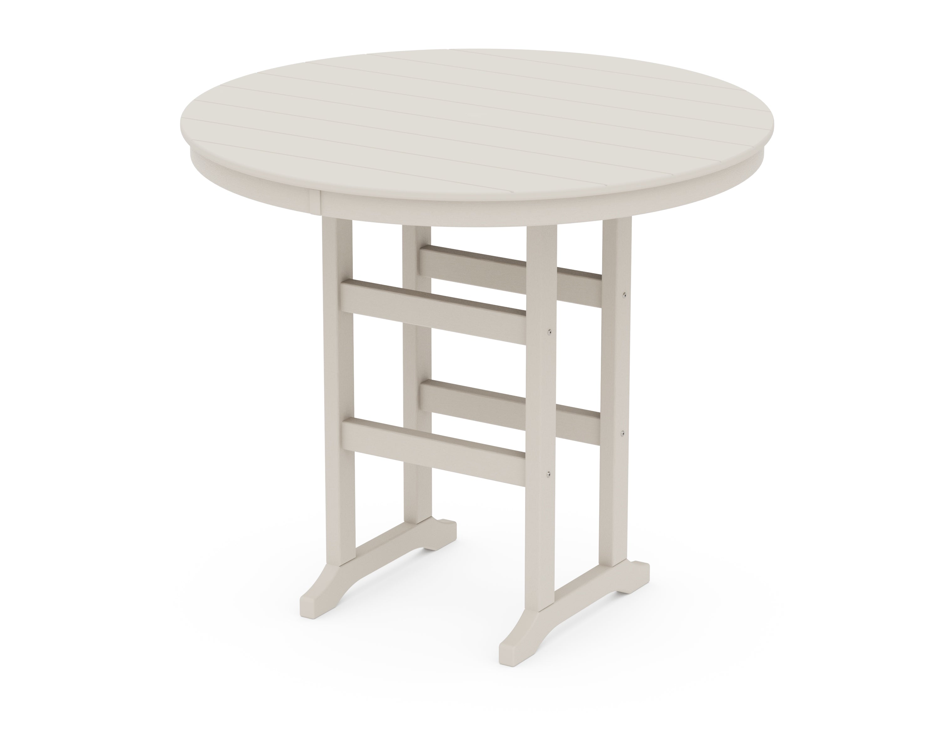 POLYWOOD 48" Round Farmhouse Bar Table in Vintage Sahara