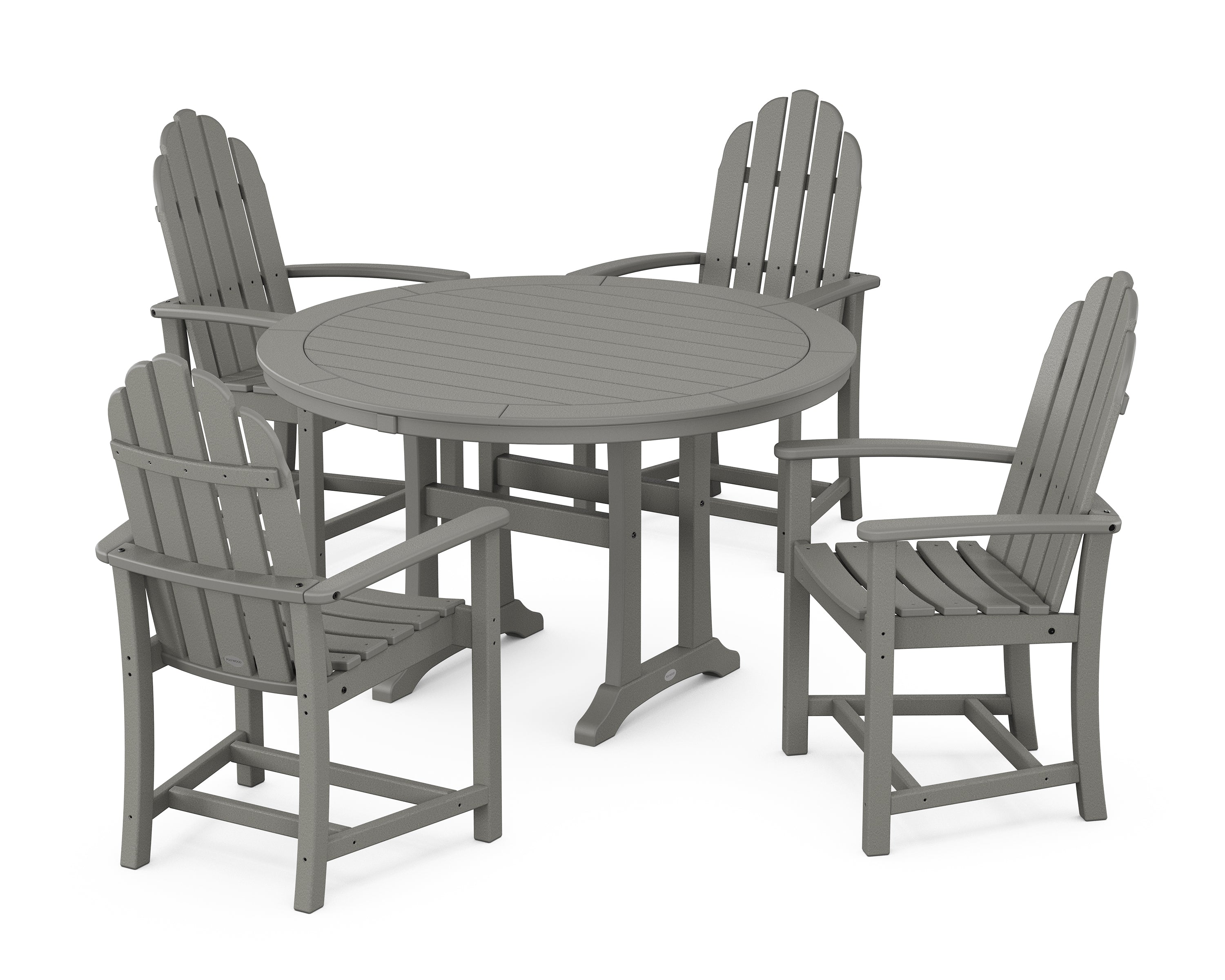 POLYWOOD® Classic Adirondack 5-Piece Round Dining Set with Trestle Legs in Slate Grey