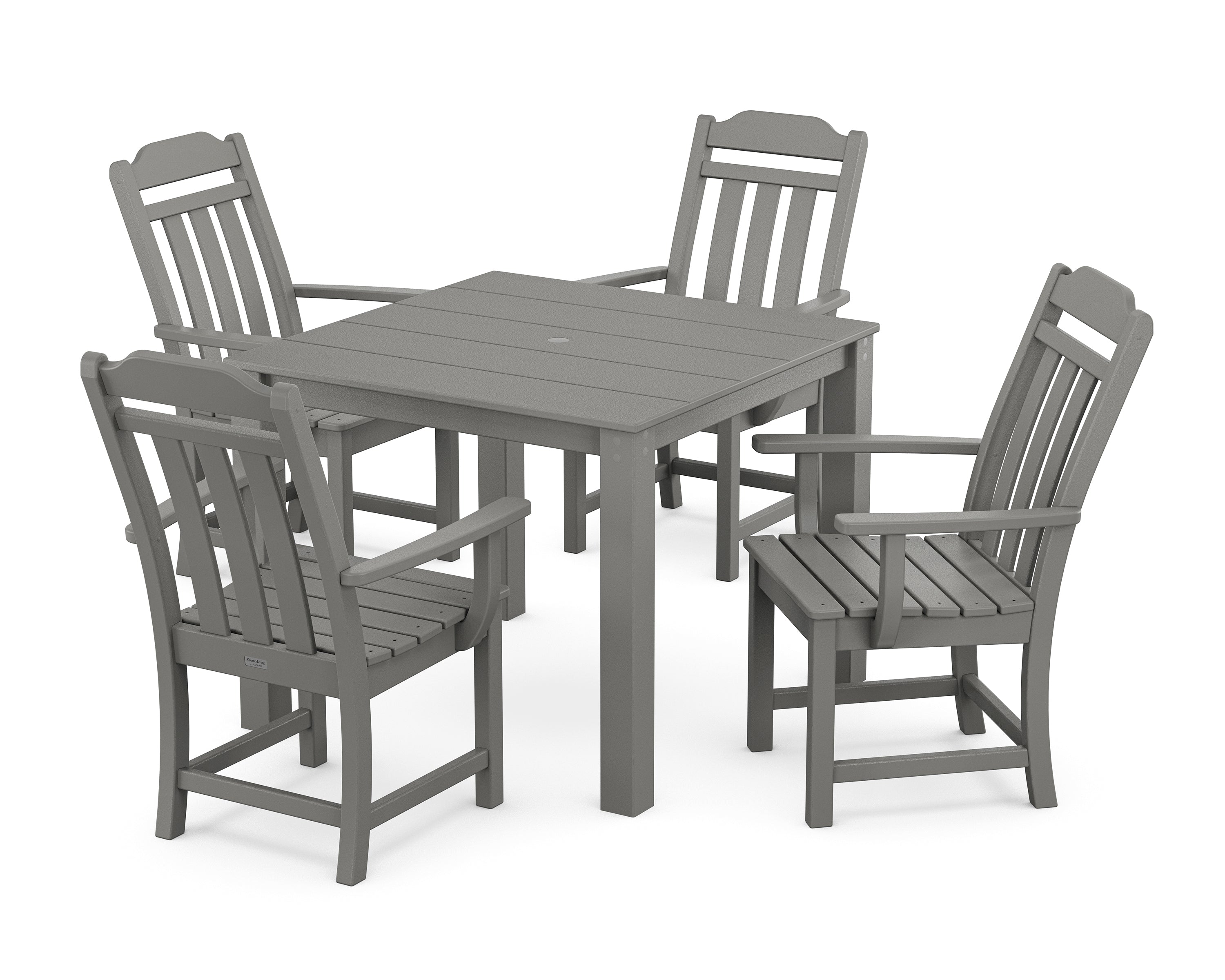 Polywood Country Living 5-Piece Parsons Dining Set in Slate Grey