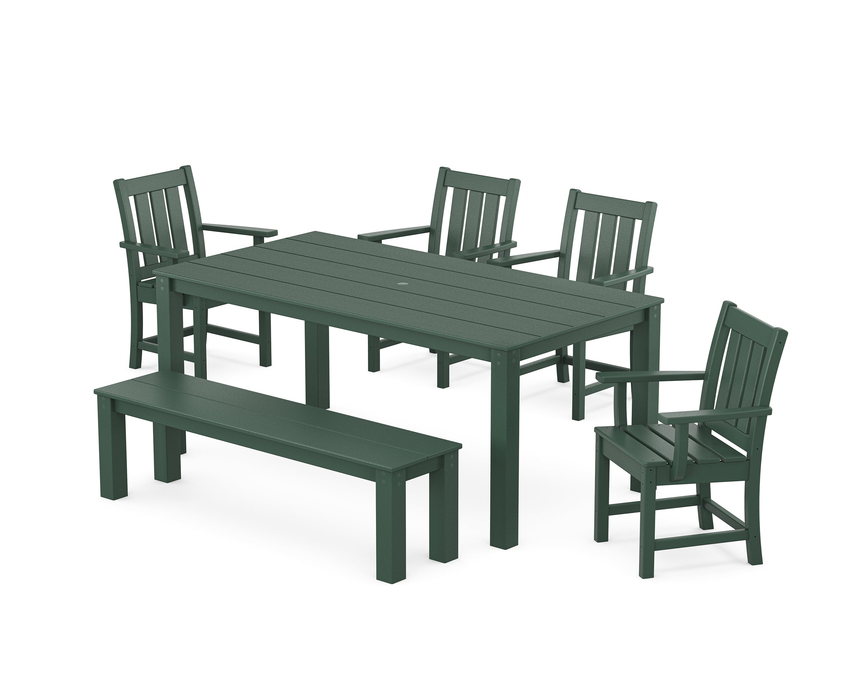 POLYWOOD® Oxford 6-Piece Parsons Dining Set with Bench in Green