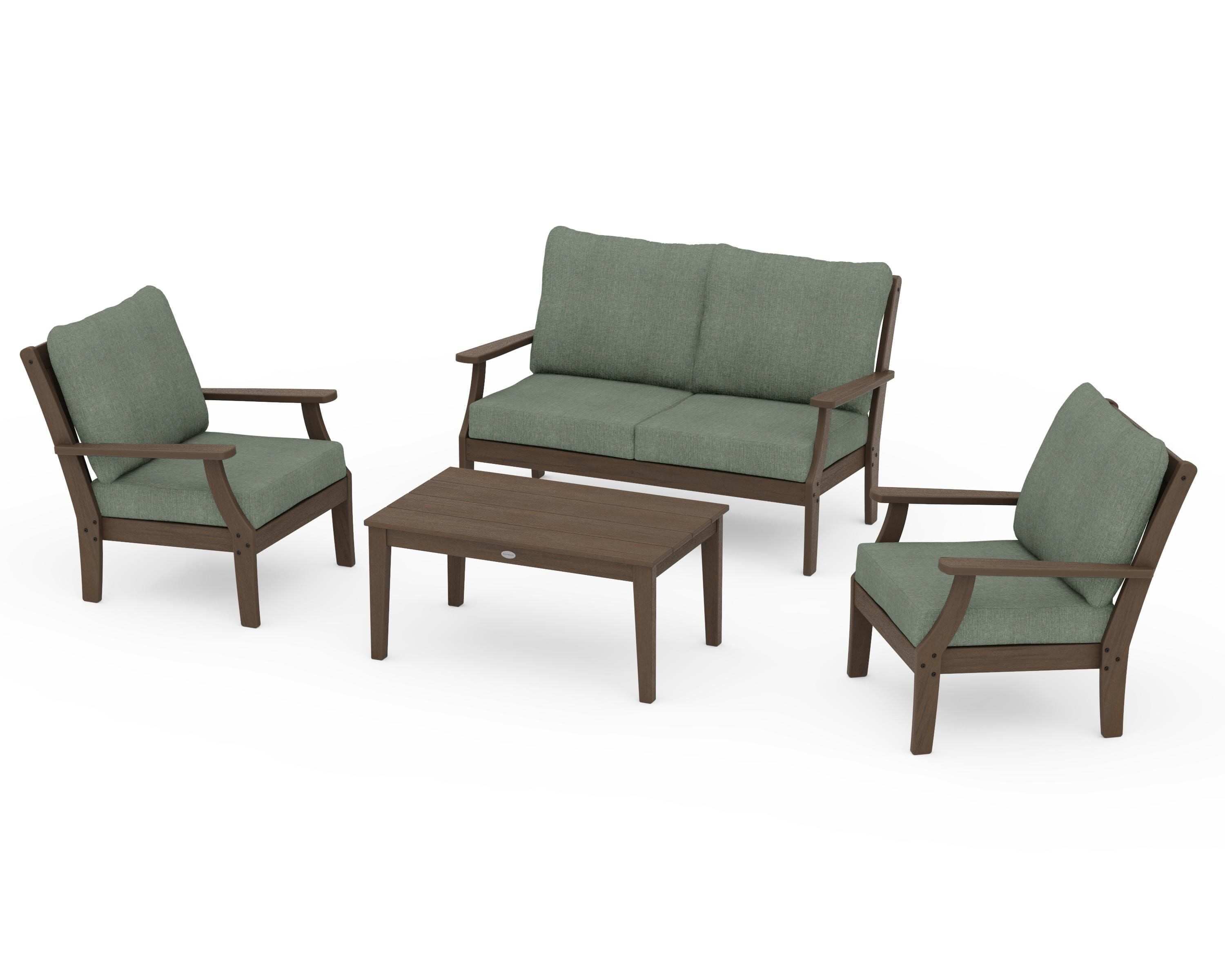 POLYWOOD Braxton 4-Piece Deep Seating Chair Set in Kona / Cast Sage