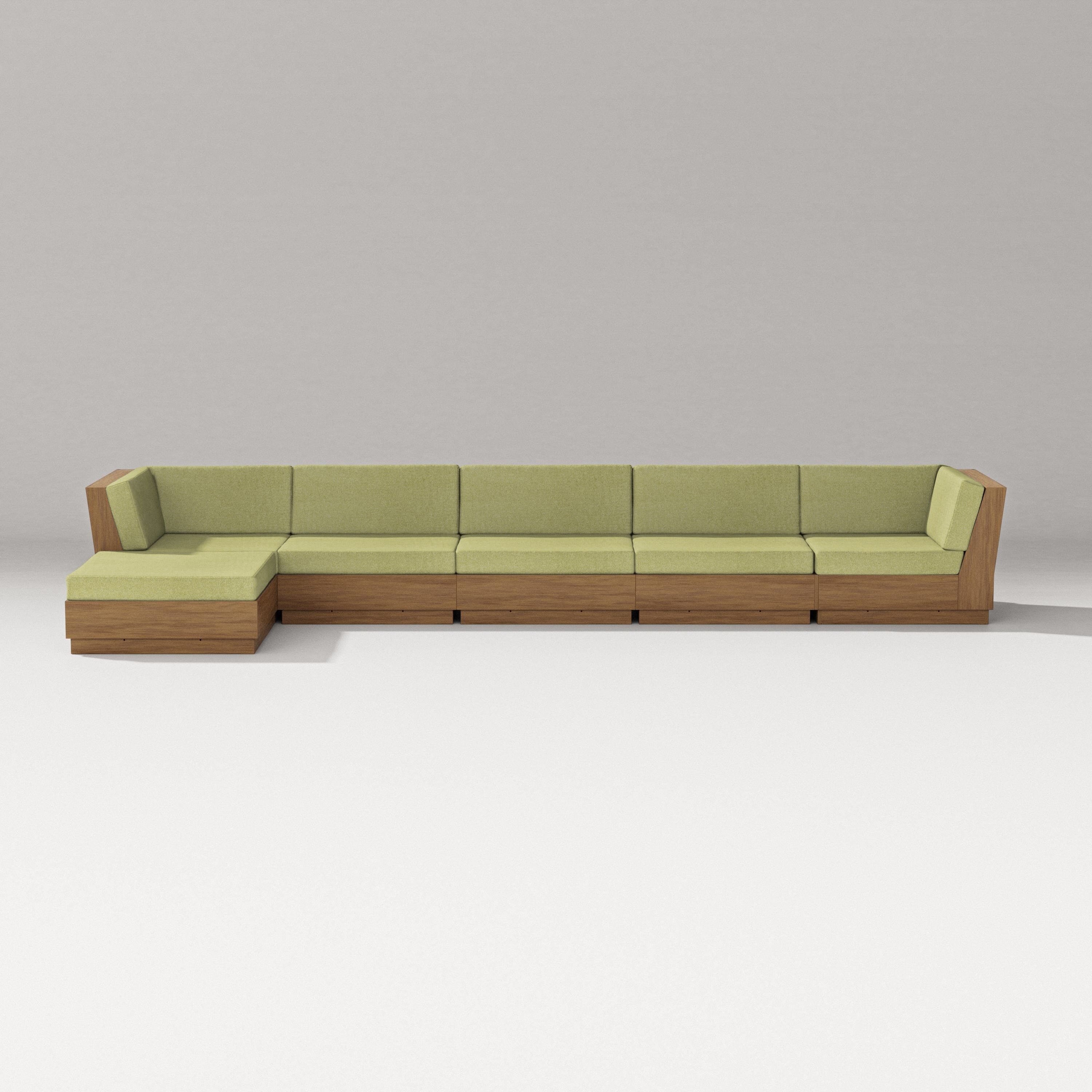 PW Designer Series Elevate 6-Piece Chaise Sectional in Natural / Chartreuse Boucle