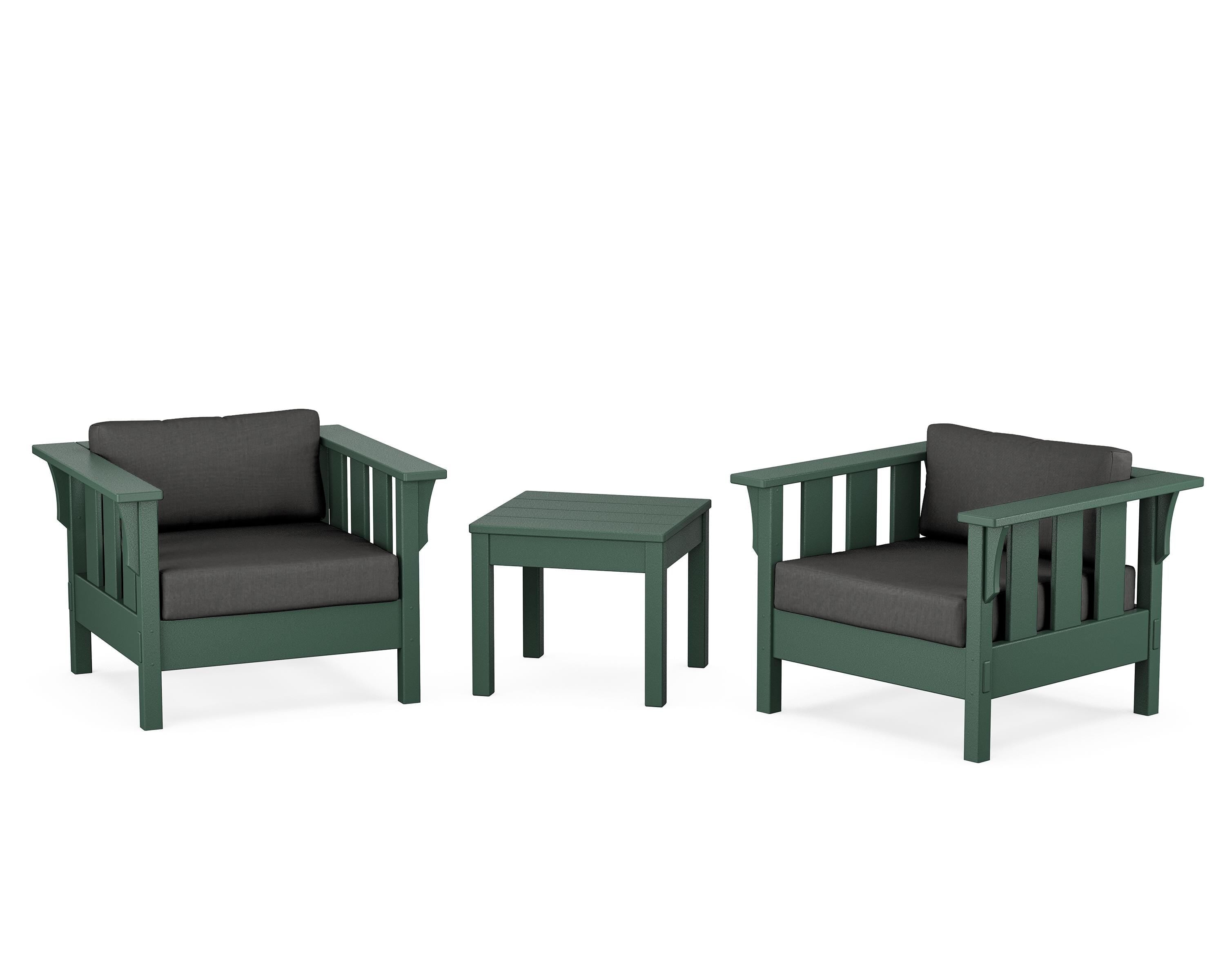 Martha Stewart by POLYWOOD Acadia 3-Piece Deep Seating Set in Green / Spectrum Carbon