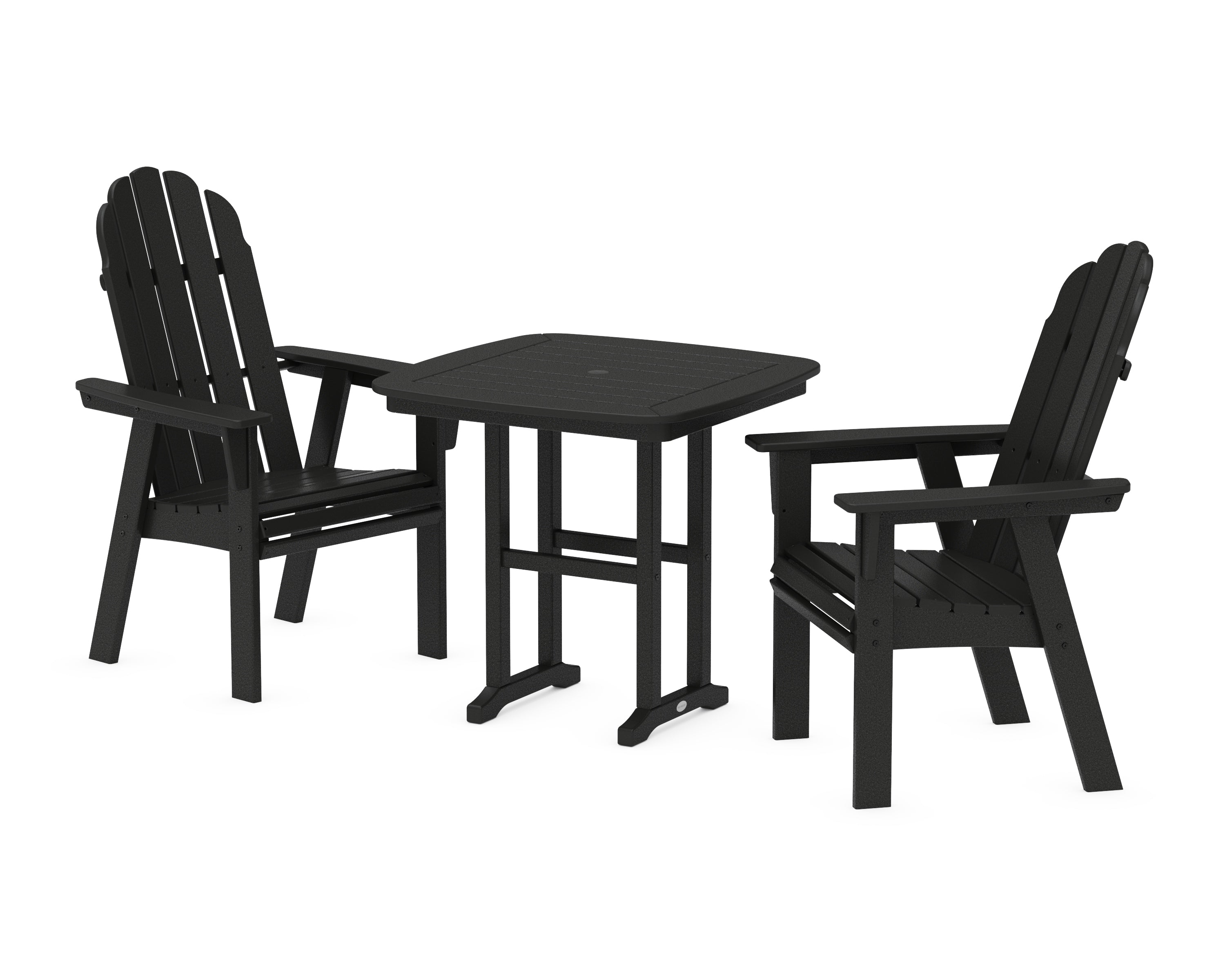 POLYWOOD Vineyard Adirondack 3-Piece Dining Set in Black