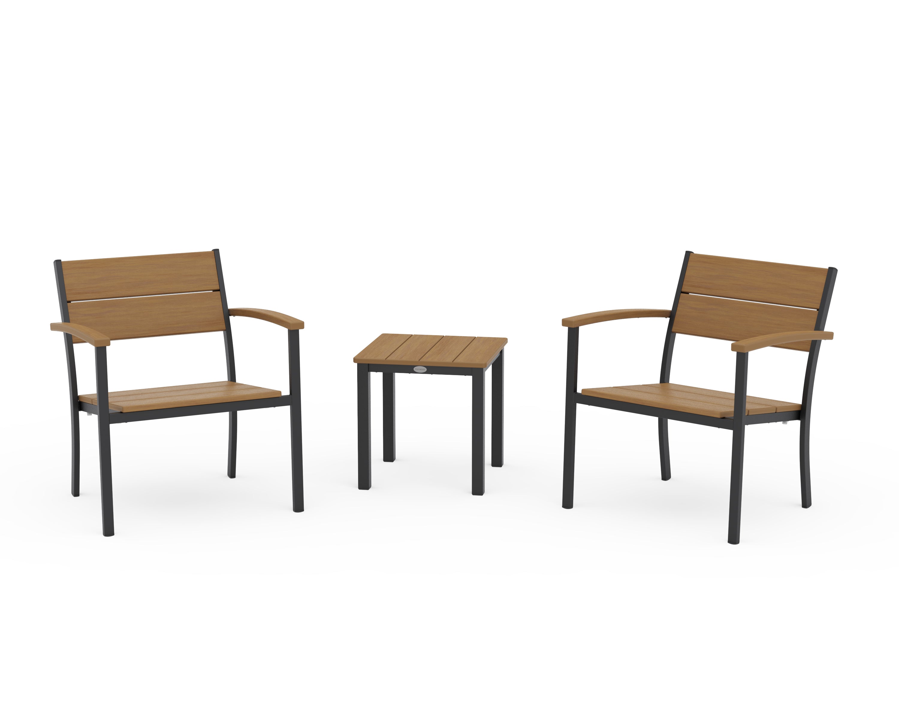 POLYWOOD Main Street 3-Piece Lounge Chair Set in Black / Natural