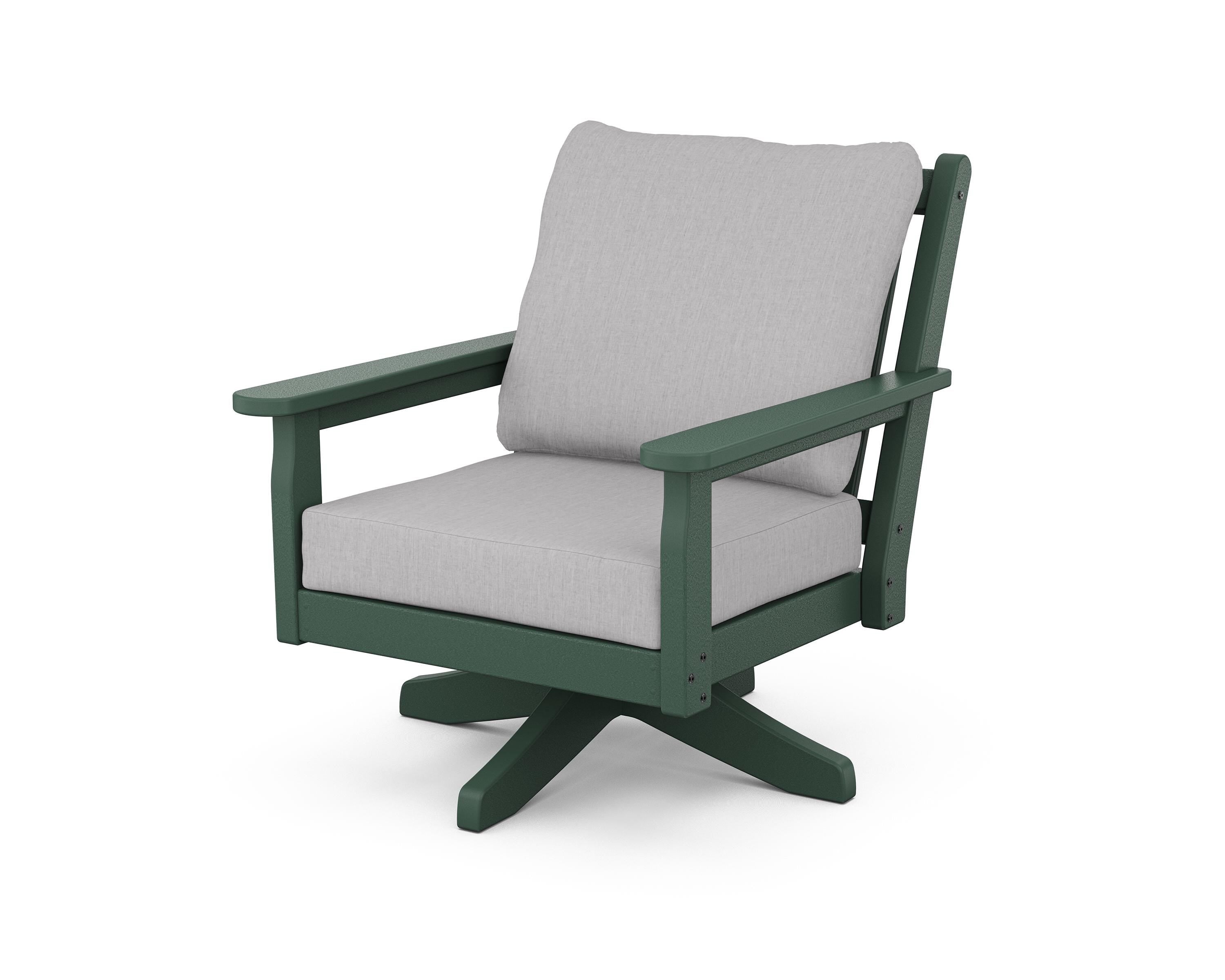 POLYWOOD Chippendale Deep Seating Swivel Chair in Green / Granite