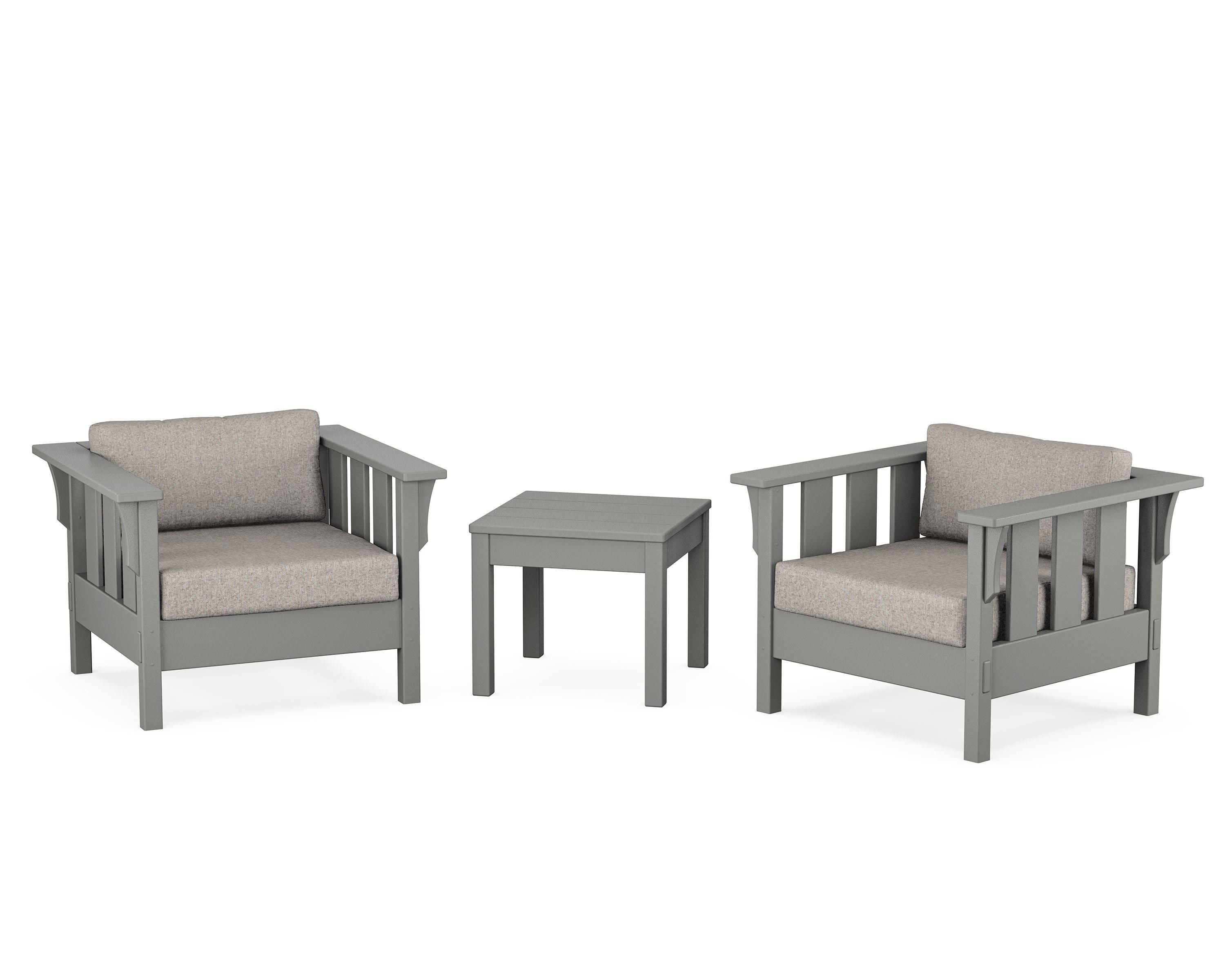 Martha Stewart by POLYWOOD Acadia 3-Piece Deep Seating Set in Slate Grey / Weathered Tweed
