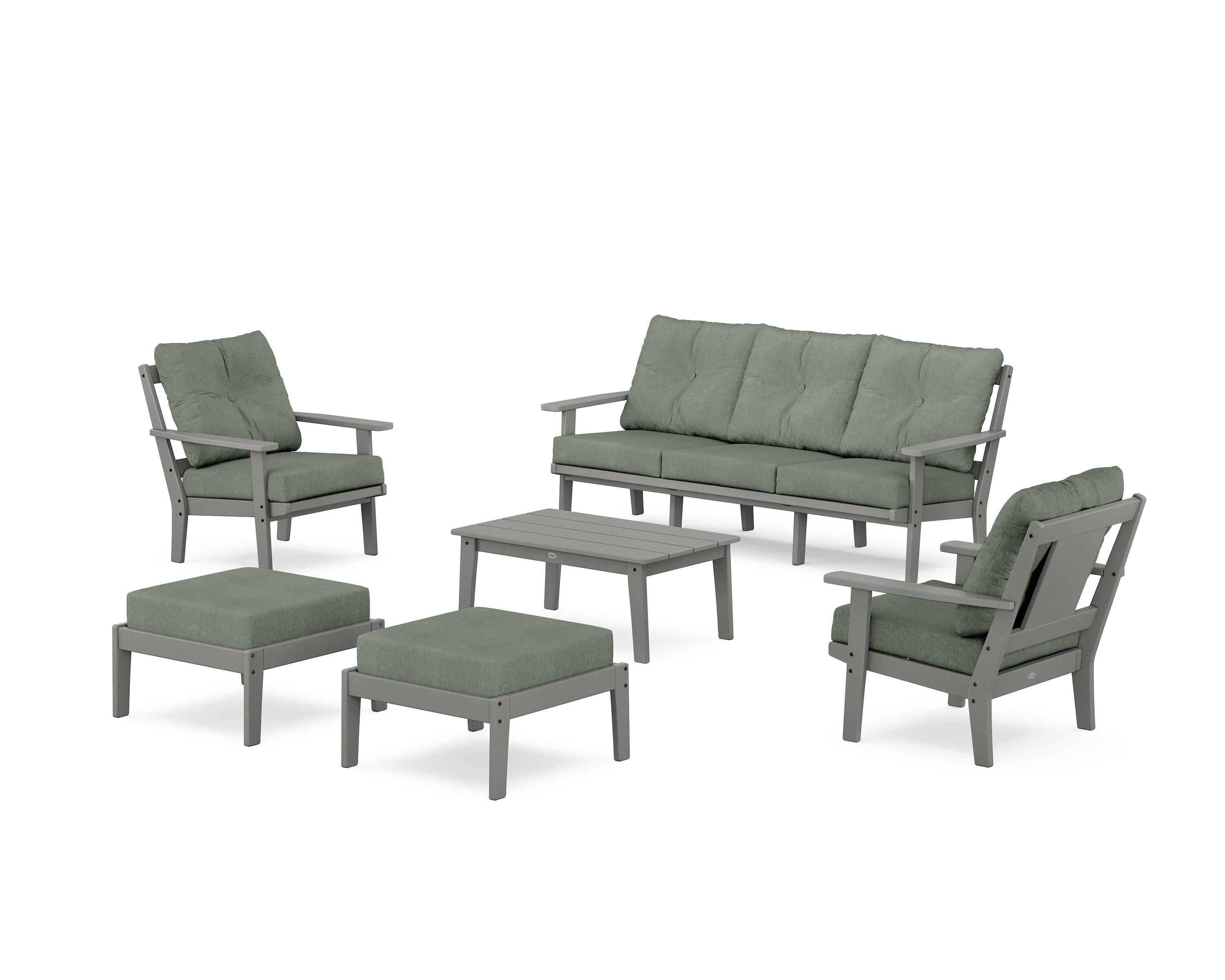 POLYWOOD Prairie 6-Piece Lounge Sofa Set in Slate Grey / Cast Sage