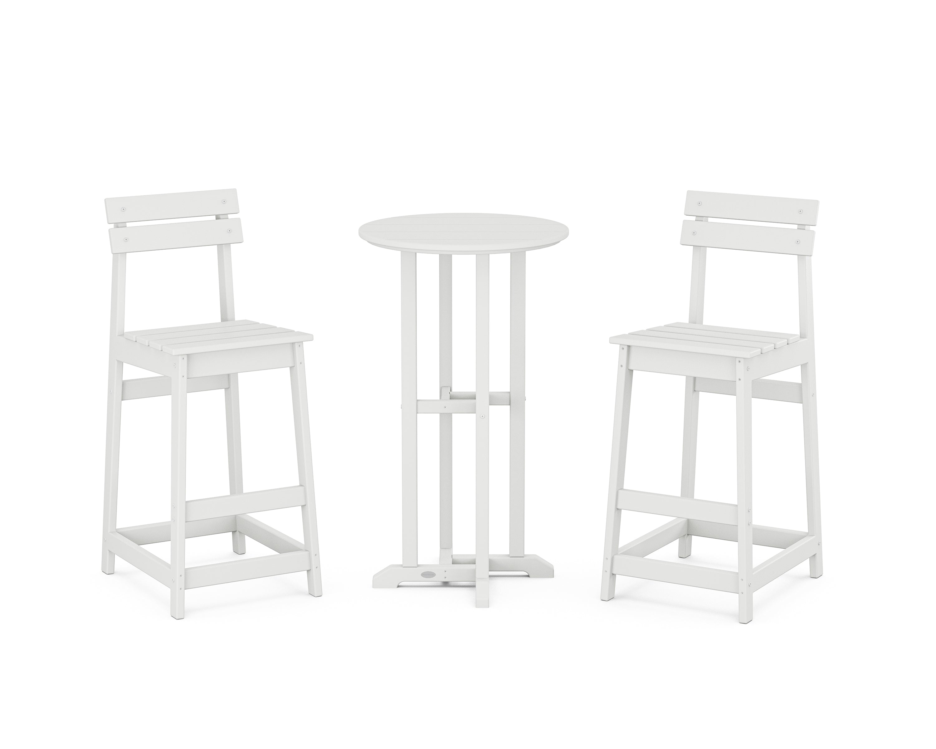 POLYWOOD Modern Studio Plaza Bar Chair 3-Piece Bistro Set in White