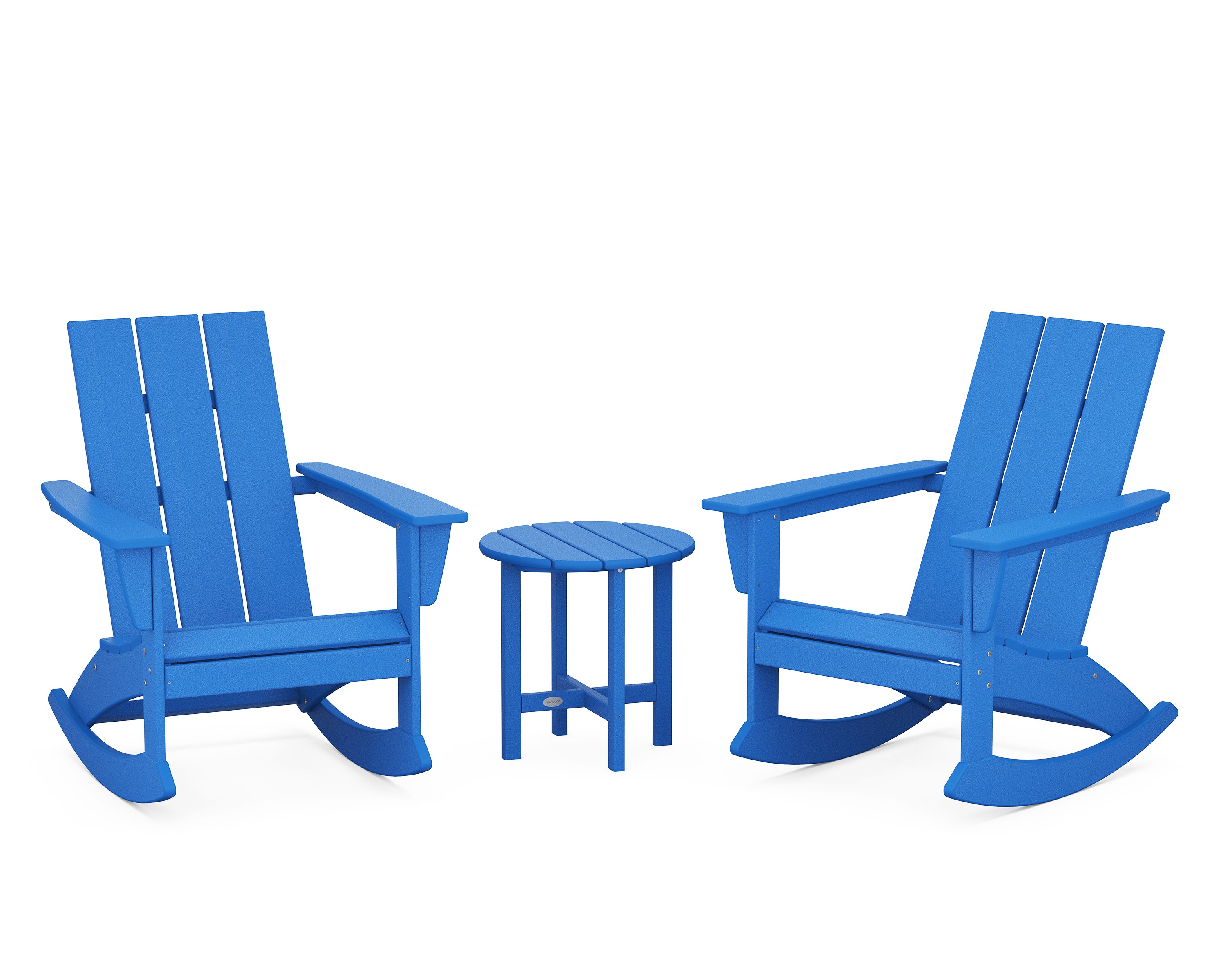 POLYWOOD® Modern 3-Piece Adirondack Rocking Chair Set in Pacific Blue