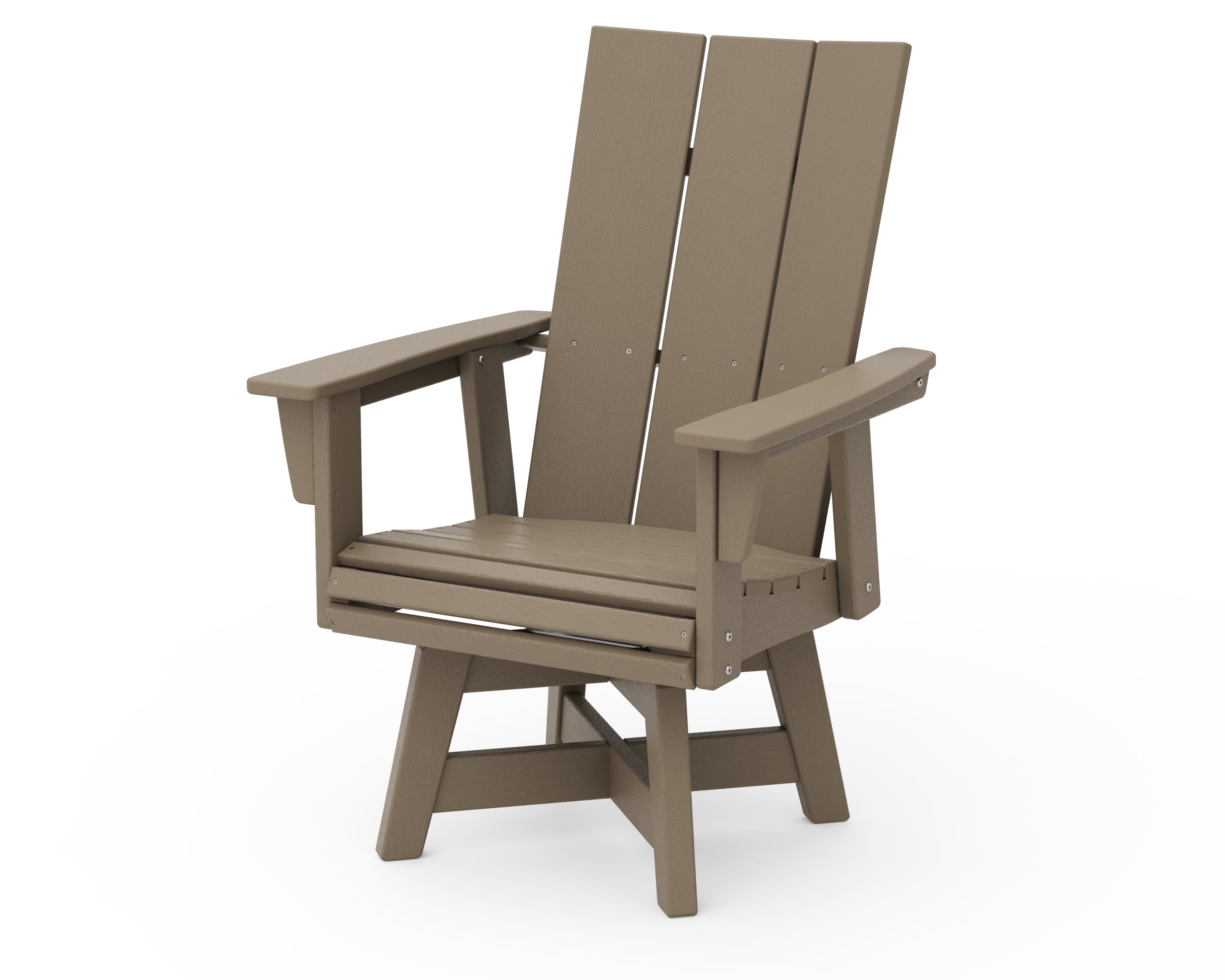 POLYWOOD Modern Curveback Adirondack Swivel Dining Chair in Vintage Sahara