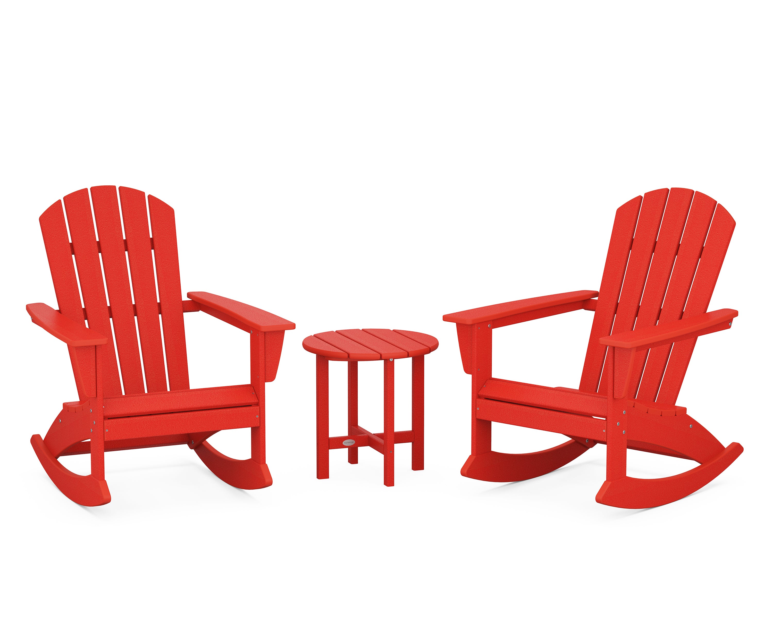 POLYWOOD® Nautical 3-Piece Adirondack Rocking Chair Set in Sunset Red