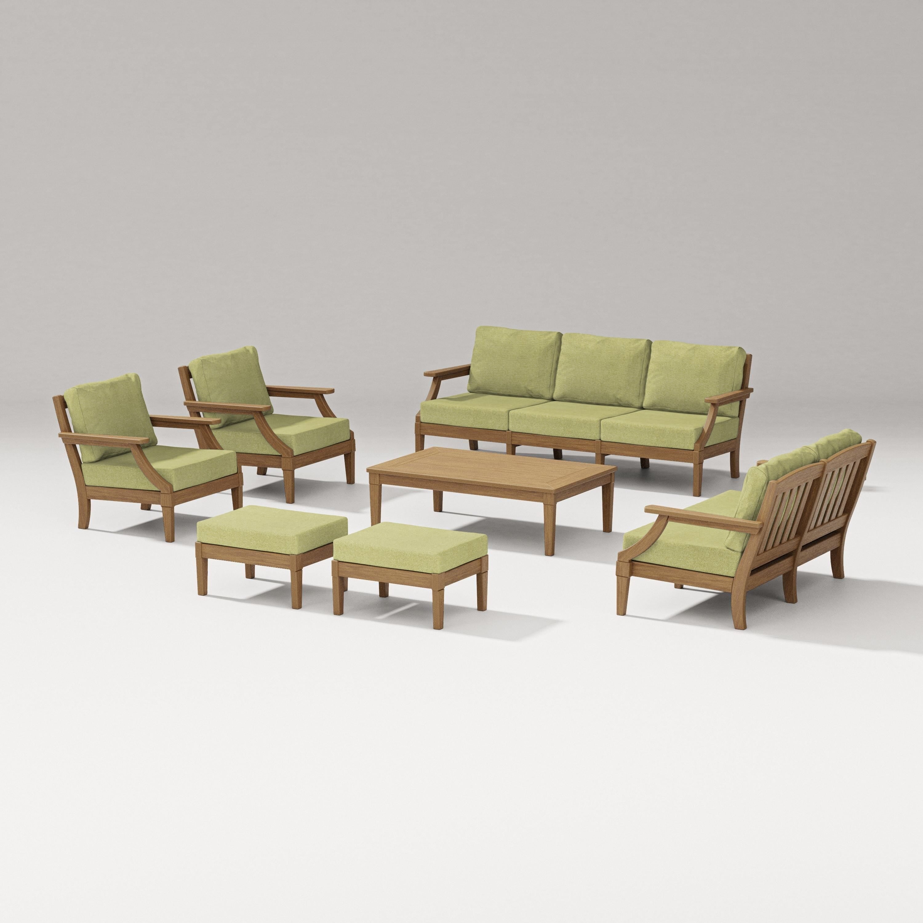 PW Designer Series Estate 7-Piece Lounge Sofa Set in Natural / Chartreuse Boucle