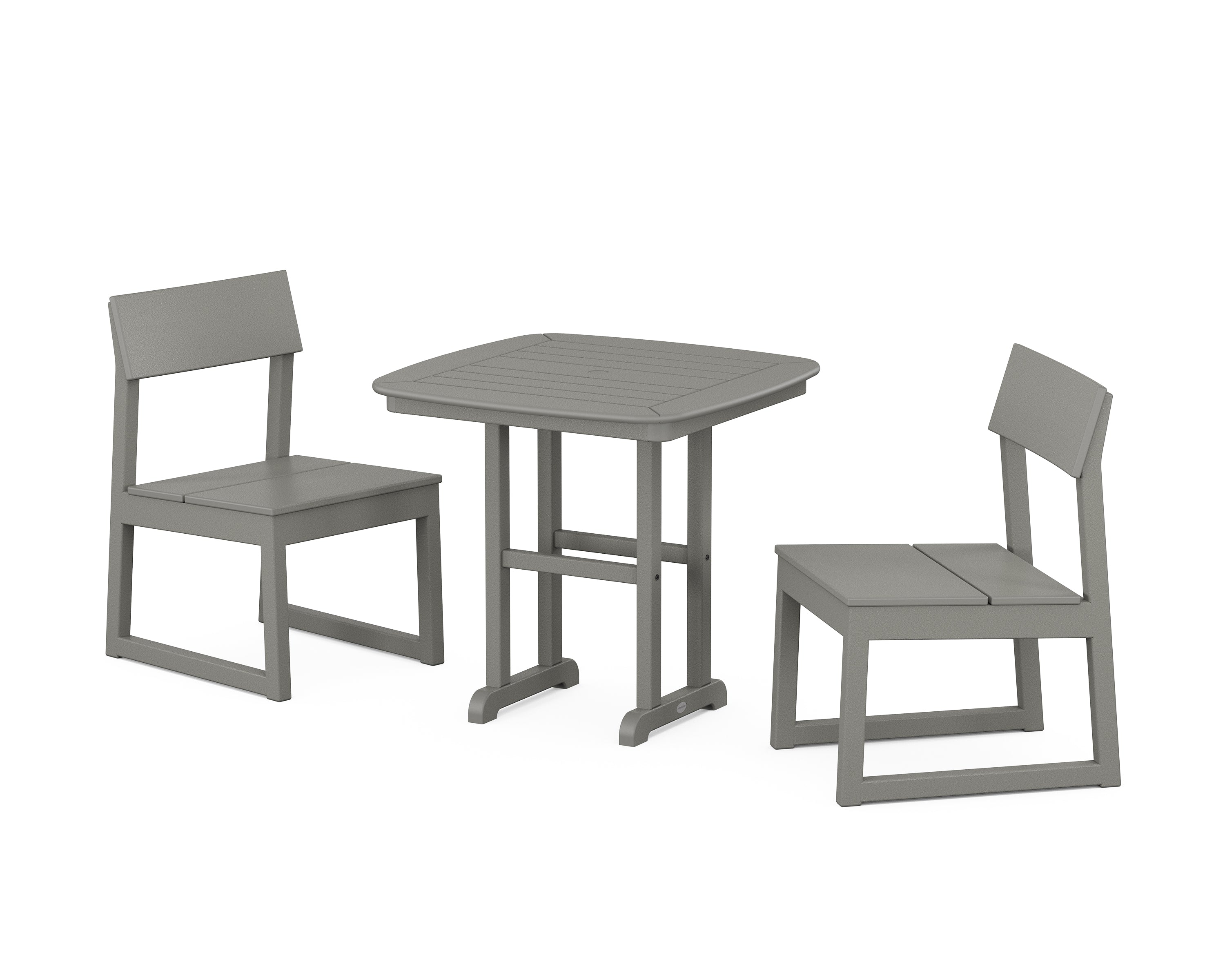 POLYWOOD® EDGE Side Chair 3-Piece Dining Set in Slate Grey