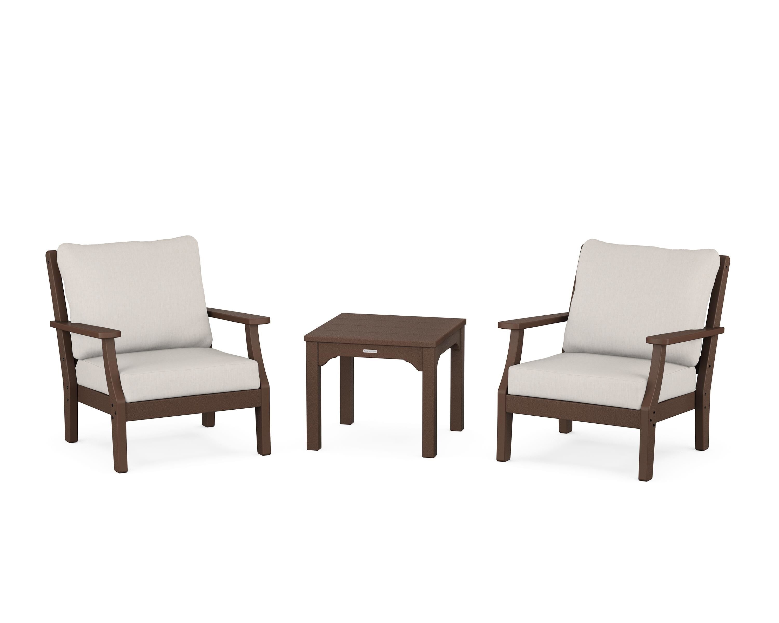 Martha Stewart by POLYWOOD Chinoiserie 3-Piece Deep Seating Set in Mahogany / Cast Ash