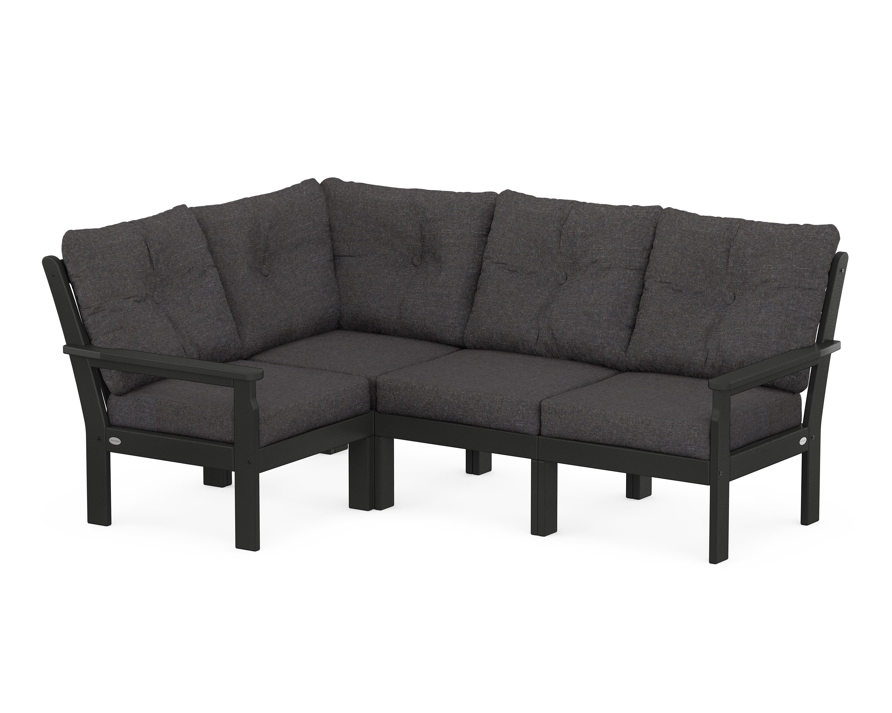 POLYWOOD Vineyard 4-Piece Sectional in Black / Ash Charcoal