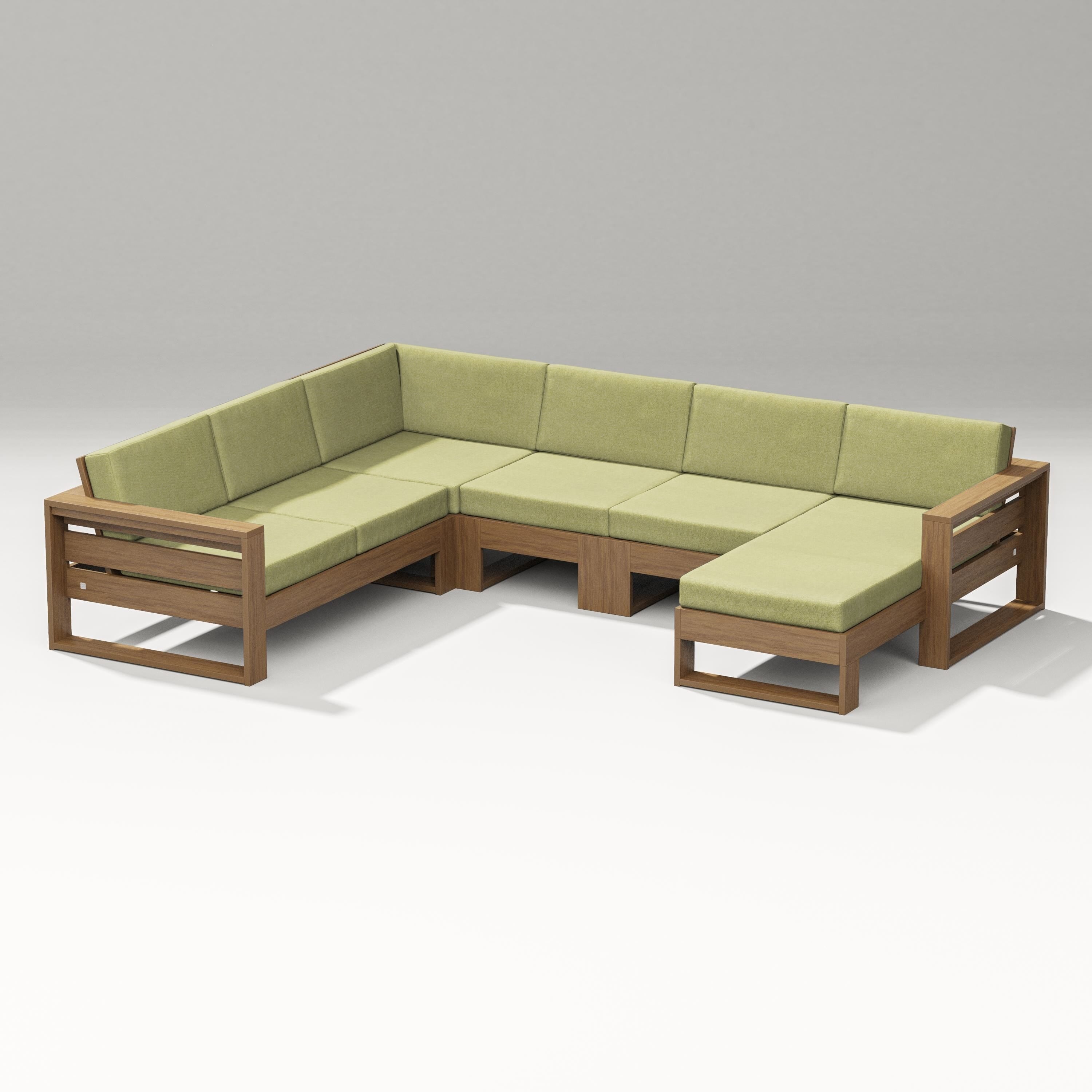 PW Designer Series Latitude Corner Sectional with Right Chaise in Natural / Chartreuse Boucle