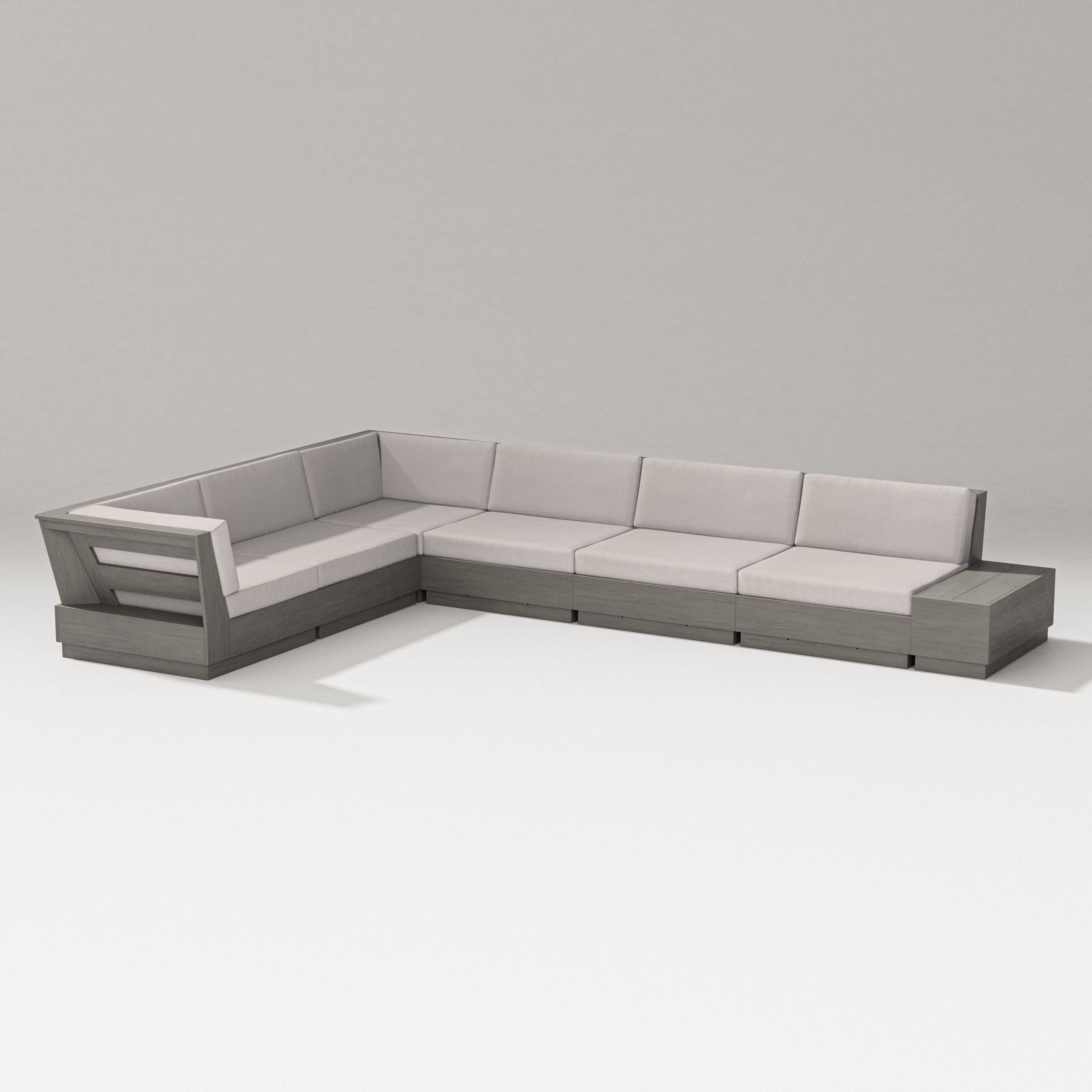 PW Designer Series Elevate 7-Piece Corner Sectional in Driftwood / Dune Burlap