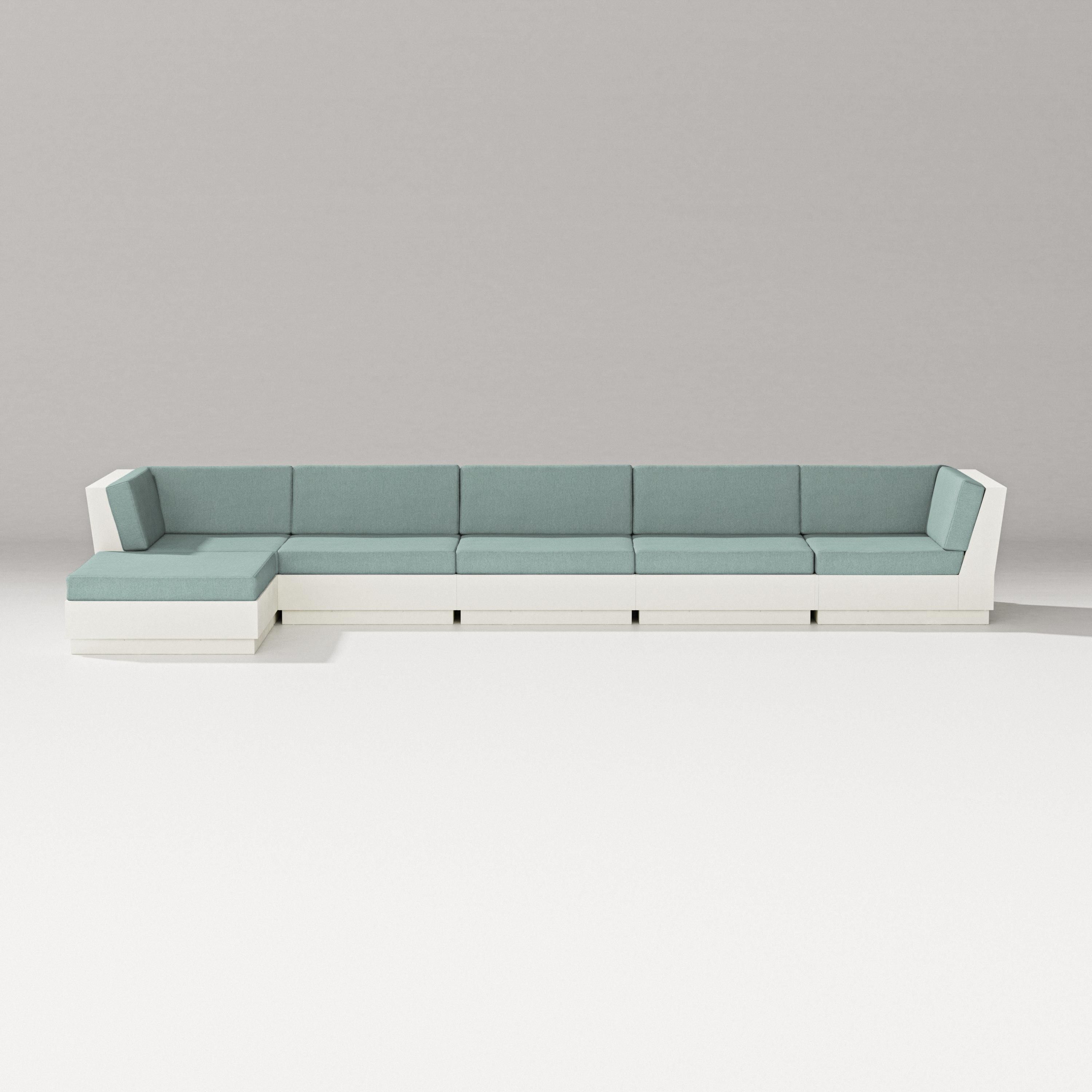 PW Designer Series Elevate 6-Piece Chaise Sectional in Vintage White / Glacier Spa