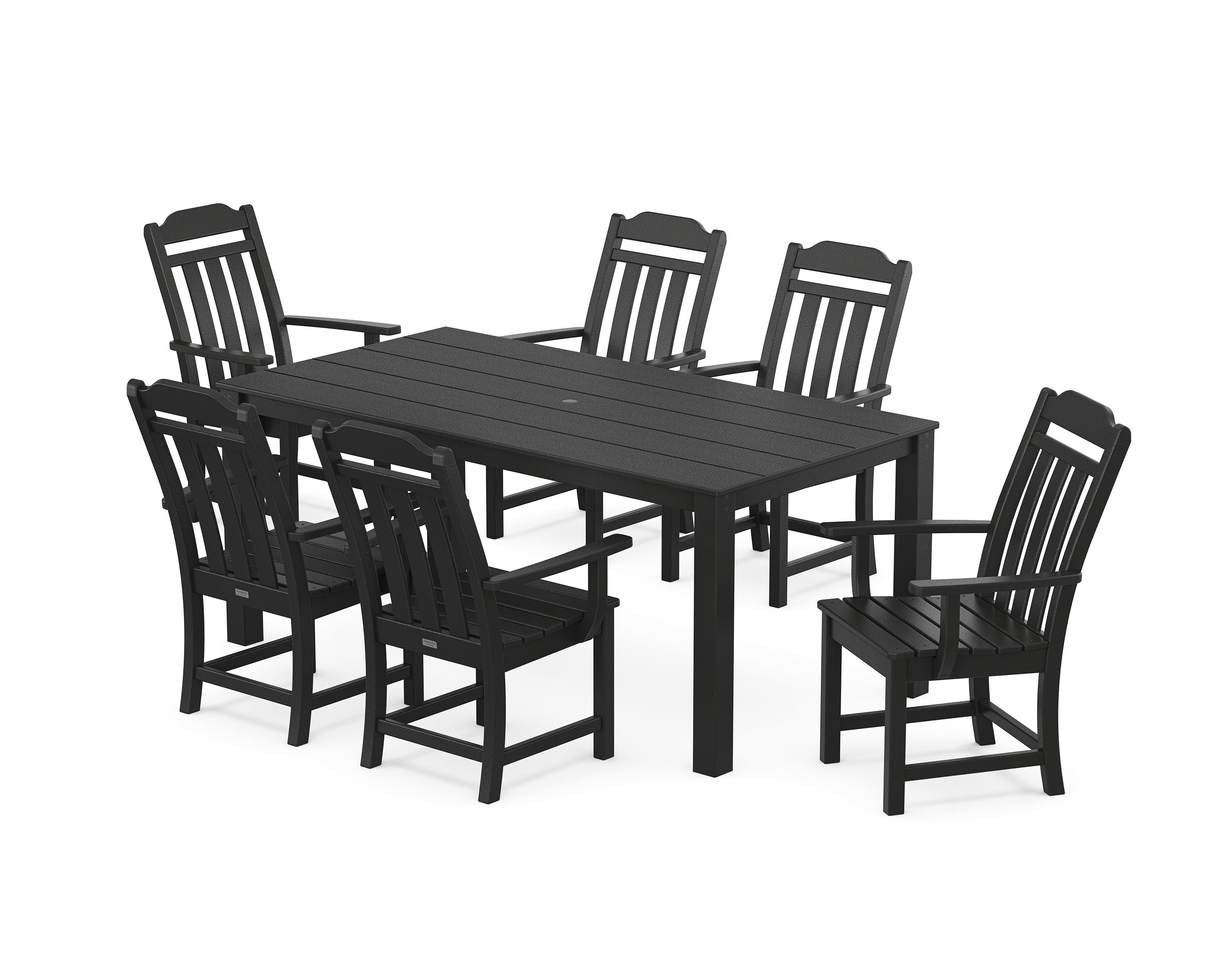 Polywood Country Living Arm Chair 7-Piece Parsons Dining Set in Black