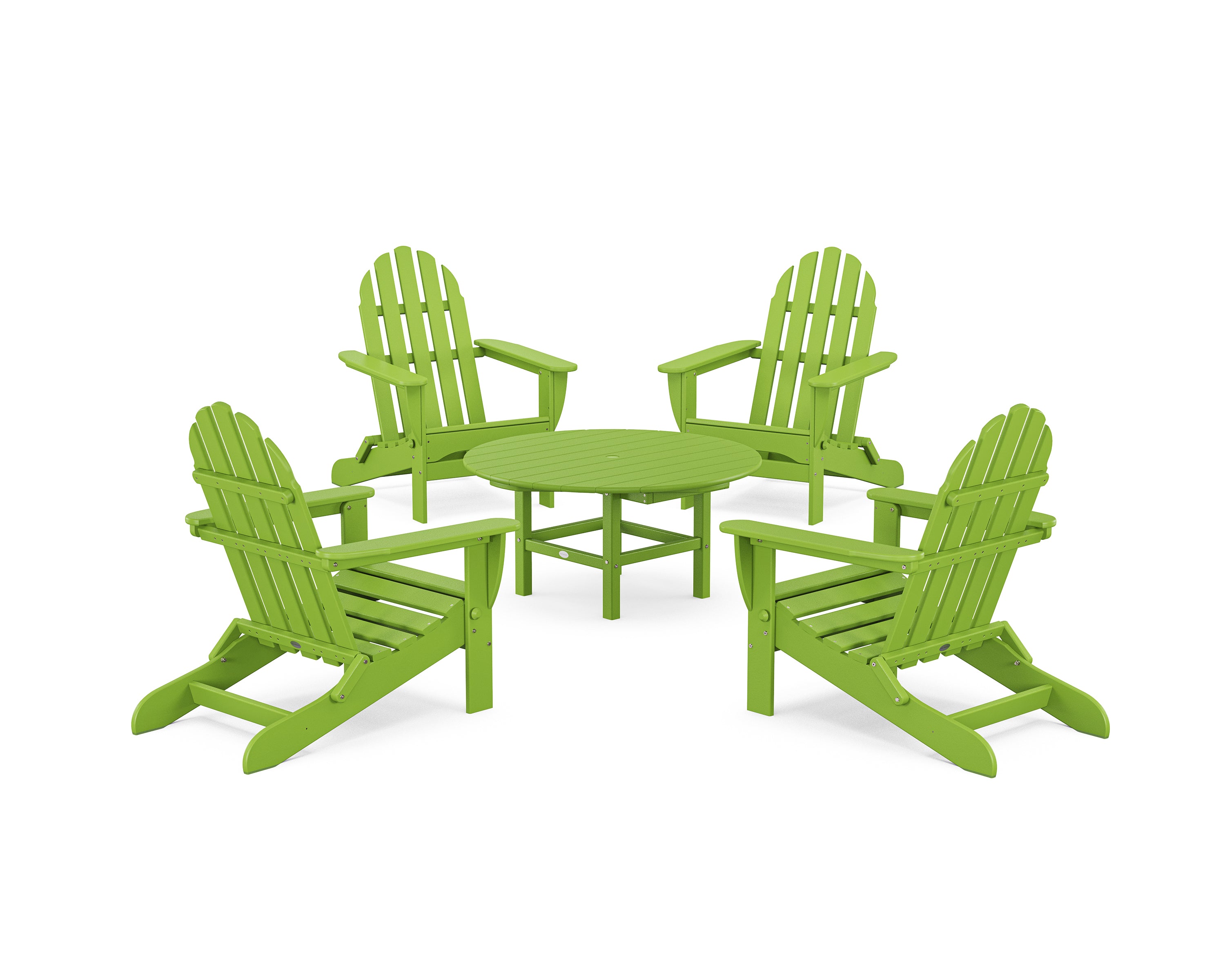 POLYWOOD® Classic Folding Adirondack 5-Piece Conversation Group in Lime