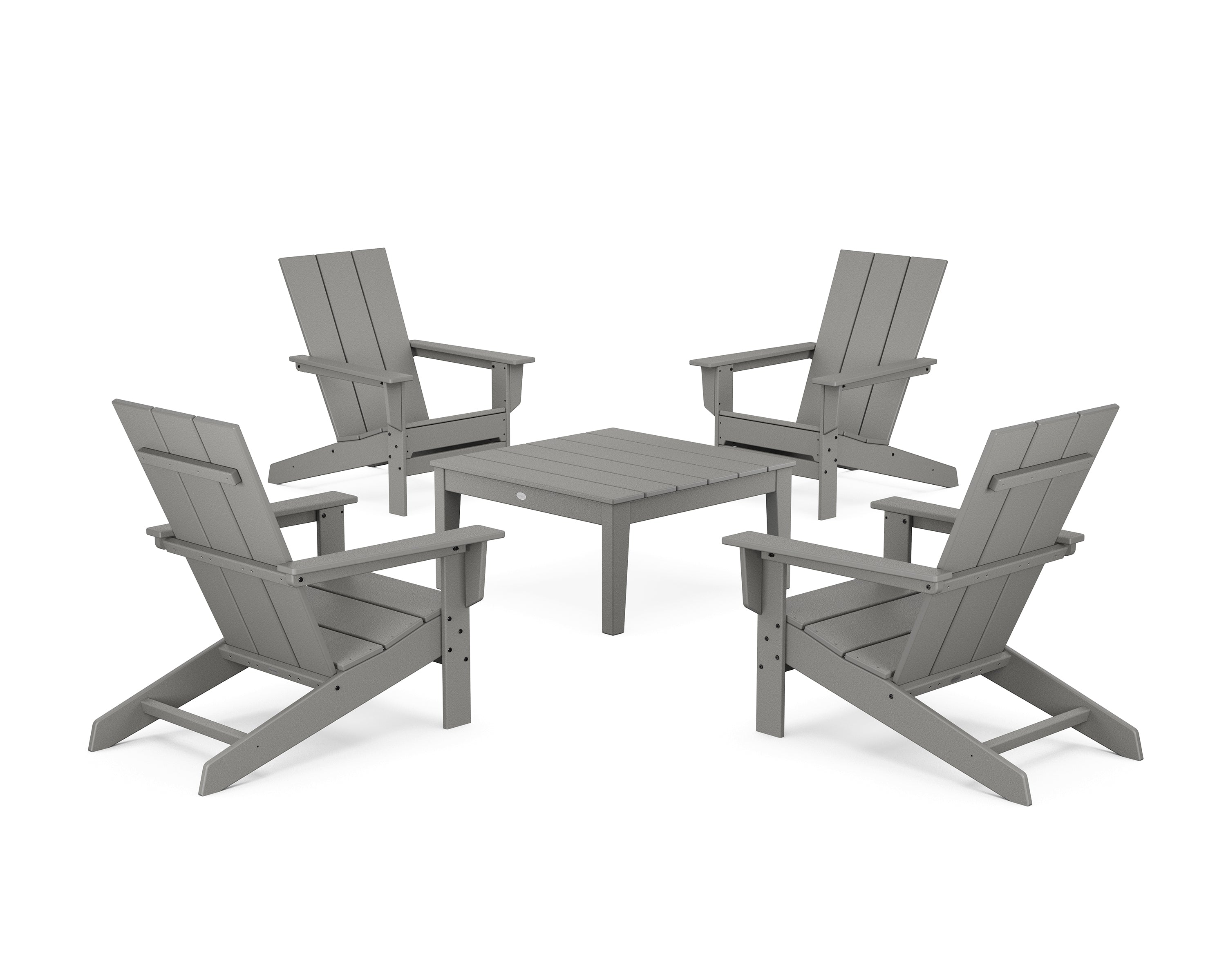 POLYWOOD® 5-Piece Modern Studio Adirondack Chair Conversation Group in Slate Grey