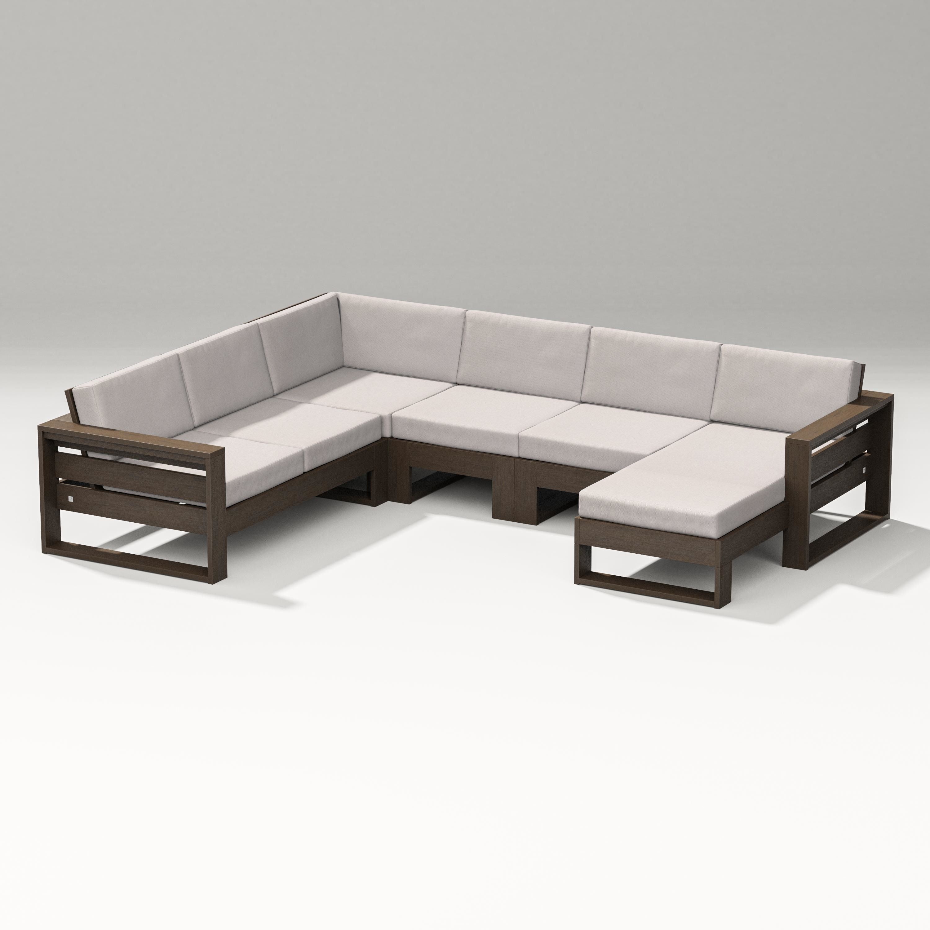 PW Designer Series Latitude Corner Sectional with Right Chaise in Kona / Dune Burlap