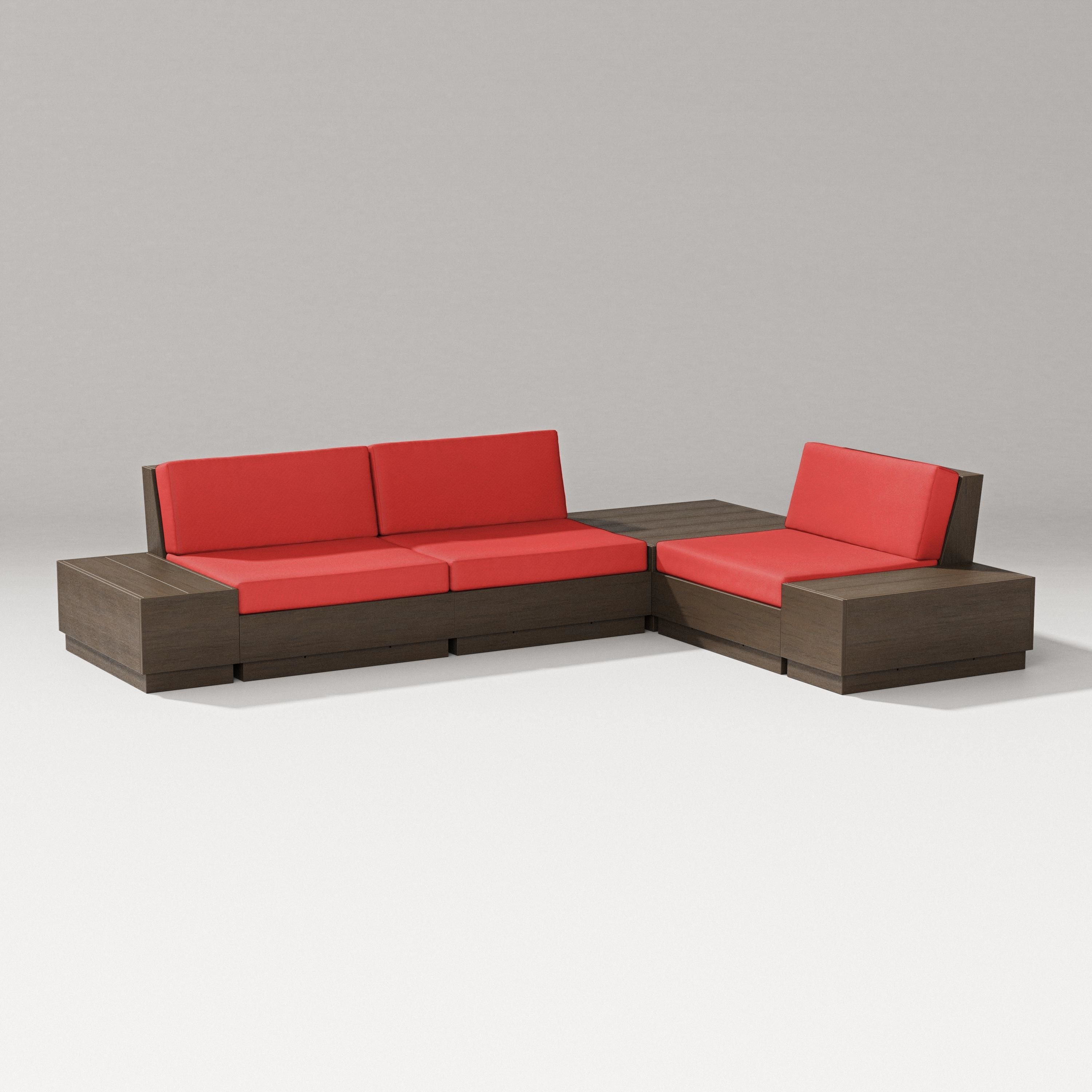 PW Designer Series Elevate 6-Piece Corner Sectional in Kona / Crimson Linen