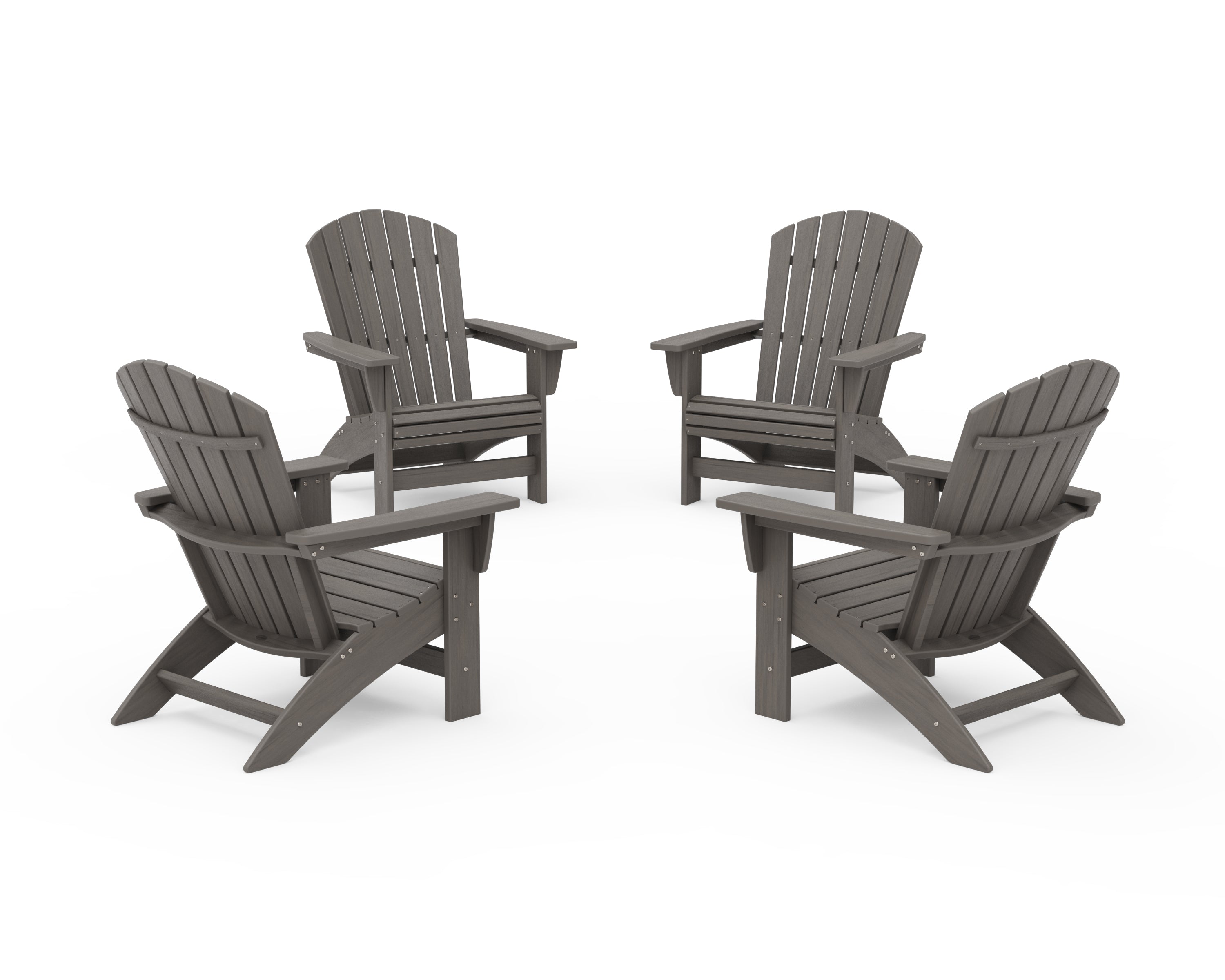 POLYWOOD 4-Piece Nautical Grand Adirondack Chair Conversation Set in Driftwood