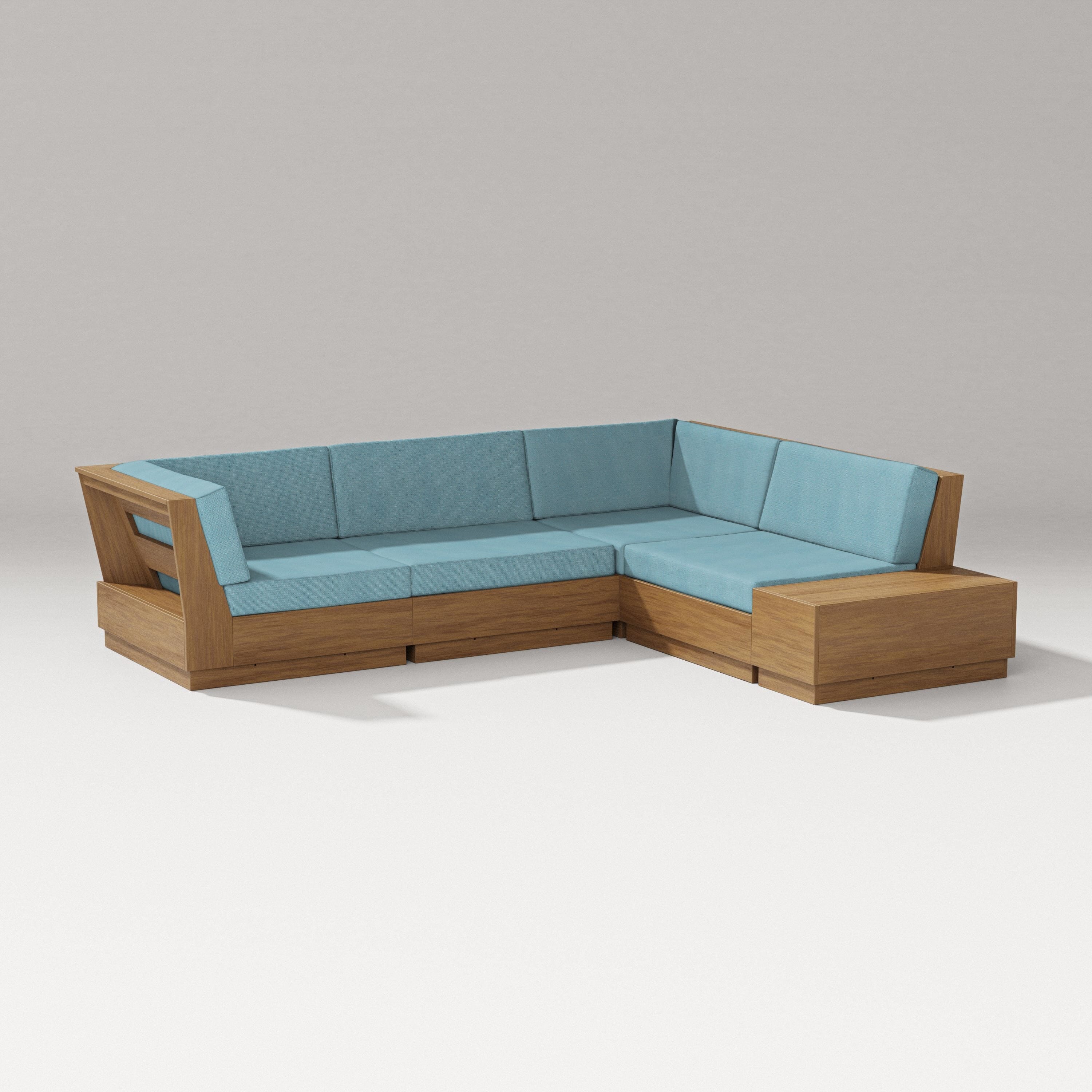 PW Designer Series Elevate Corner Sectional in Natural / Lattice Sky Blue
