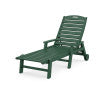 POLYWOOD Nautical Chaise with Arms & Wheels in Green