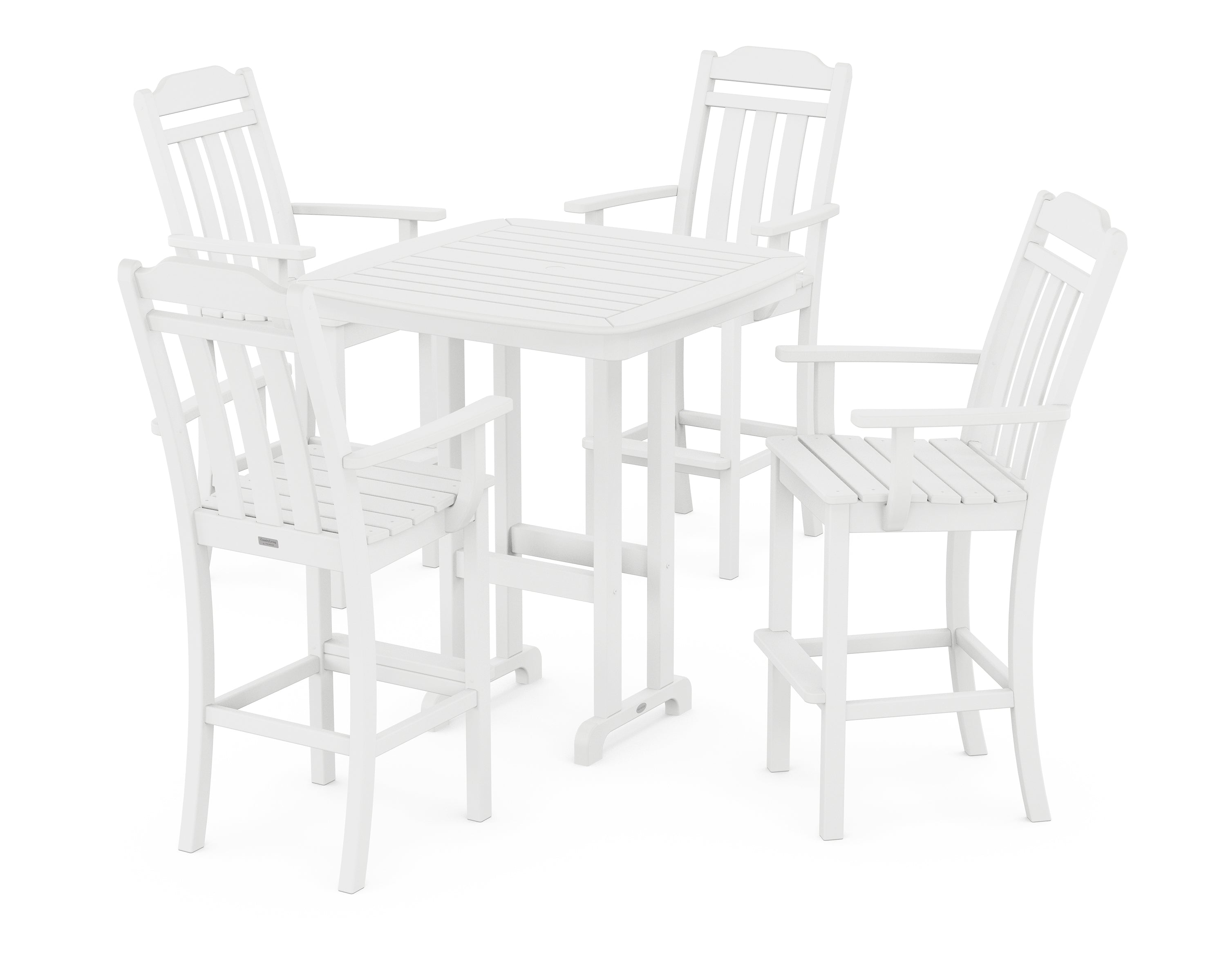 POLYWOOD Country Living 5-Piece Bar Set in White