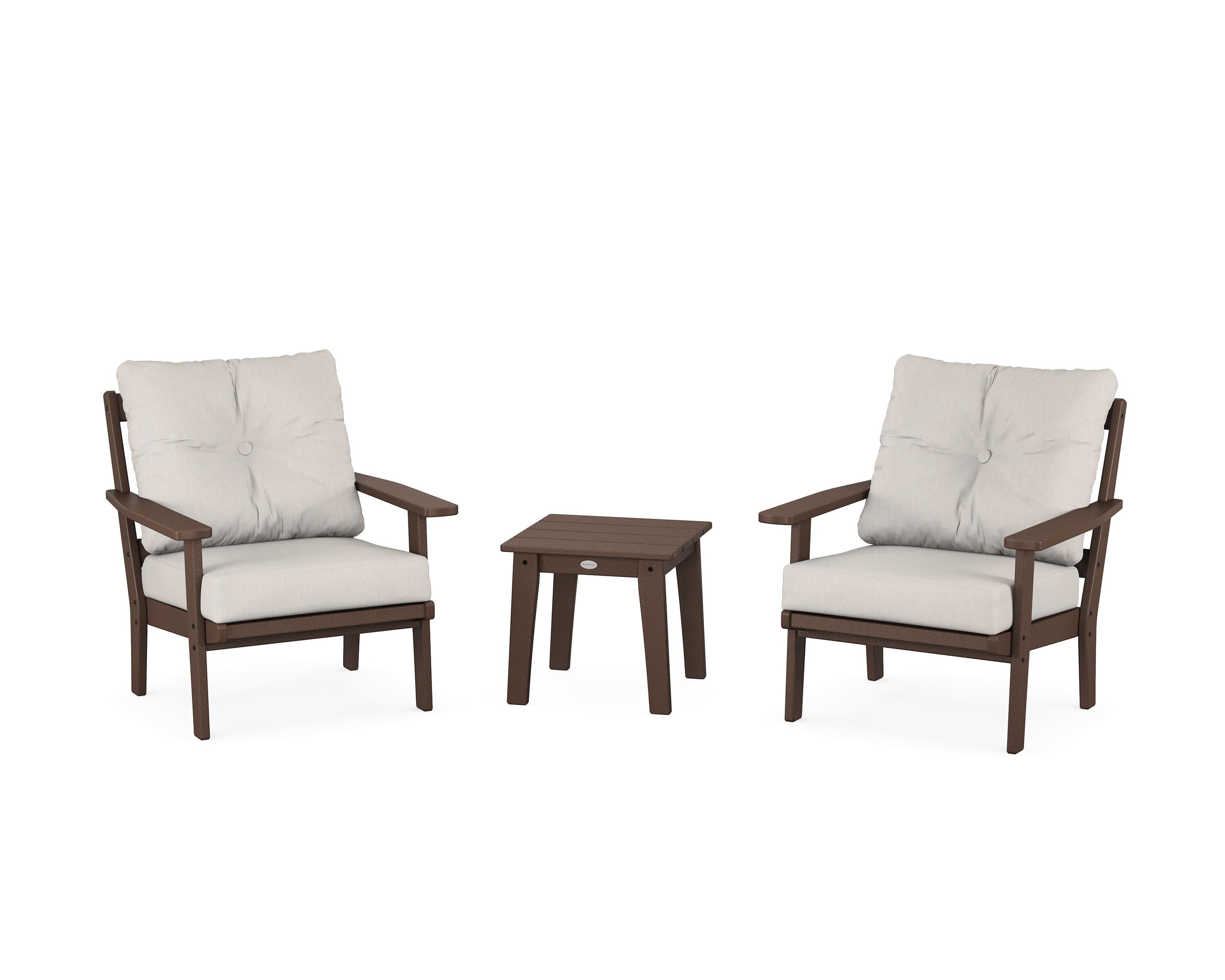 POLYWOOD Oxford 3-Piece Deep Seating Set in Mahogany / Cast Ash